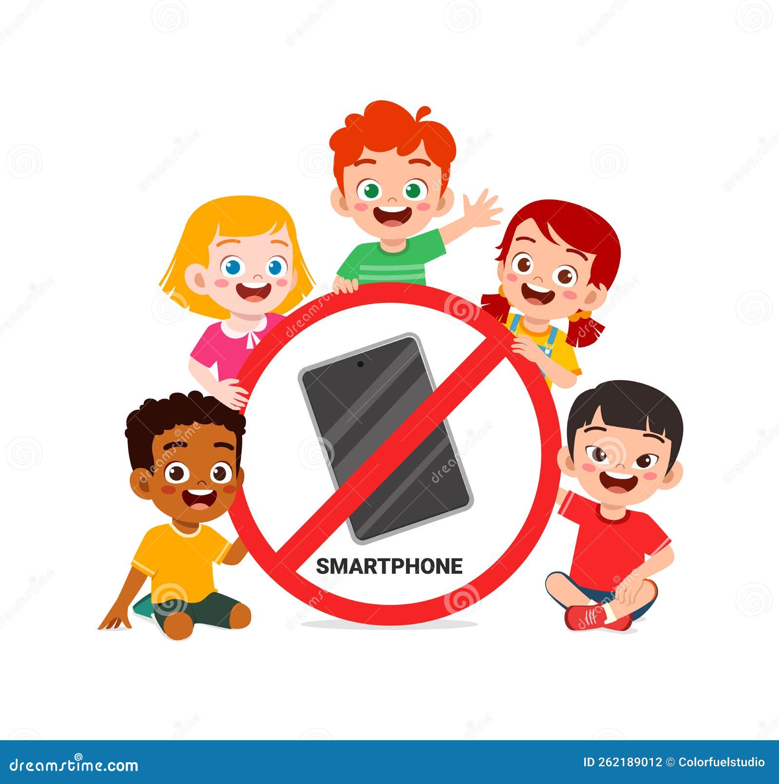 Phone Zone Restriction Warning Sign for Kids Stock Vector