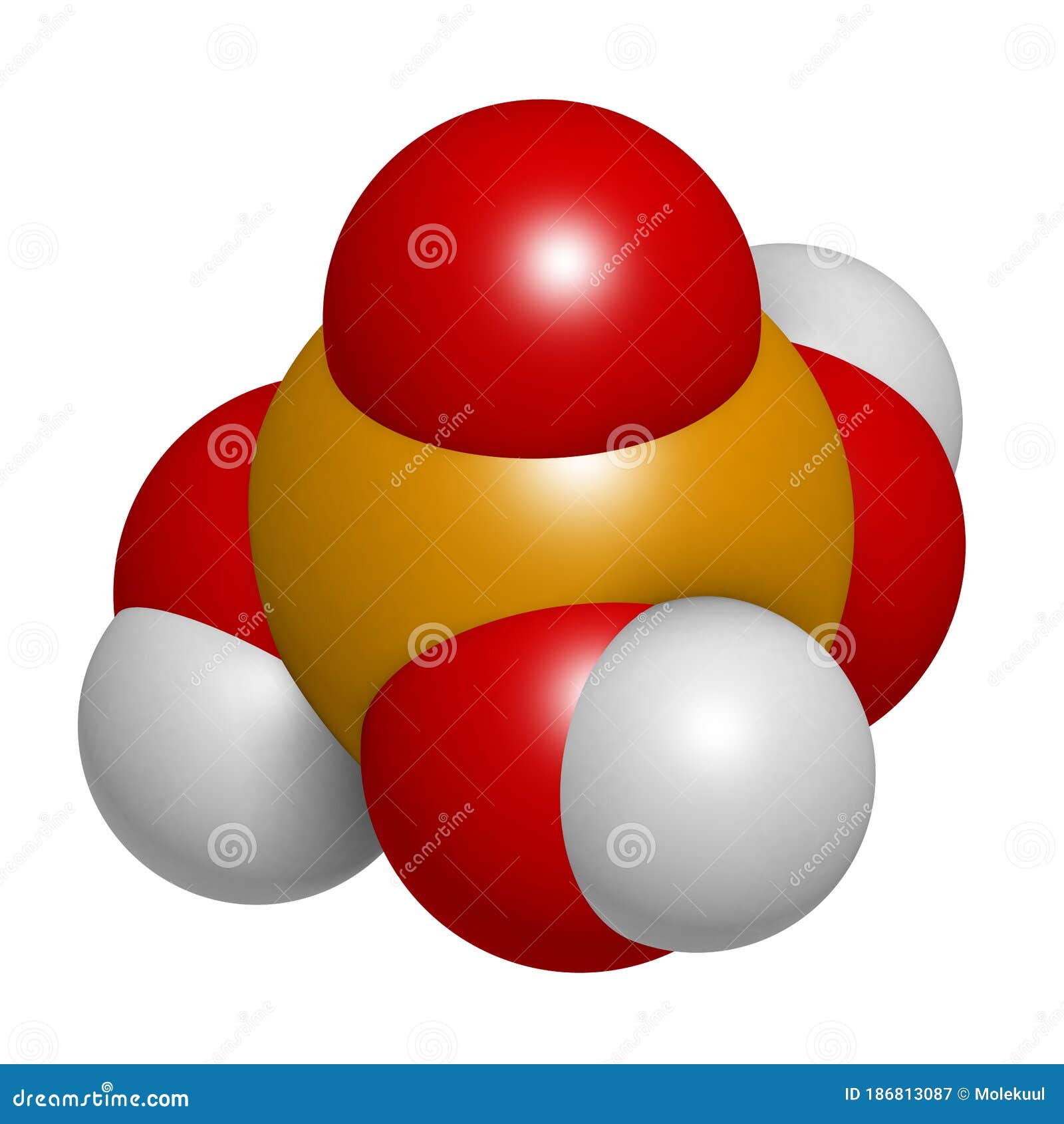 phosphoric acid mineral acid molecule. used in fertilizer production, biological buffers, as food additive, etc. atoms are
