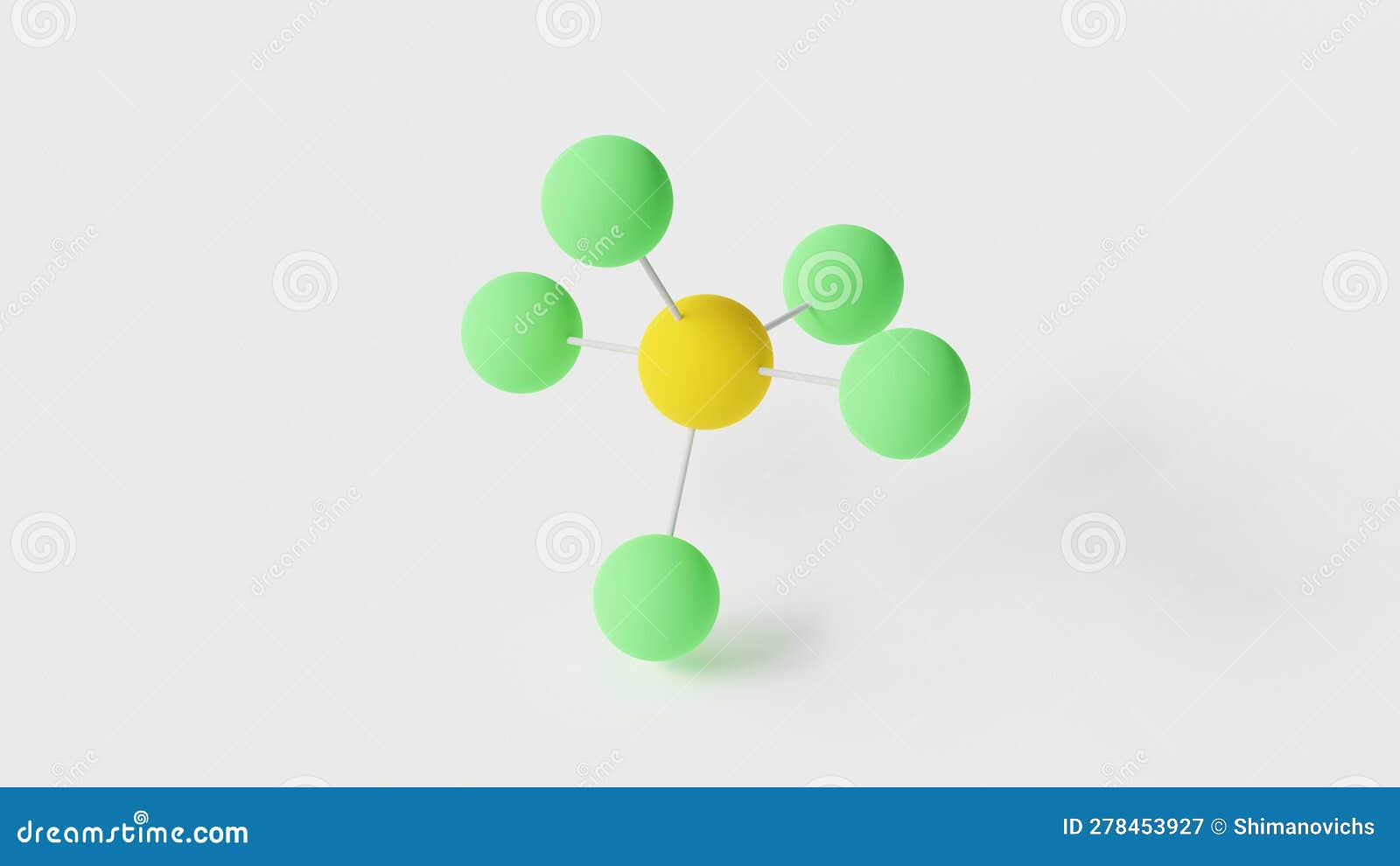 Phosphorus Pentachloride Molecule 3d, Molecular Structure, Ball and