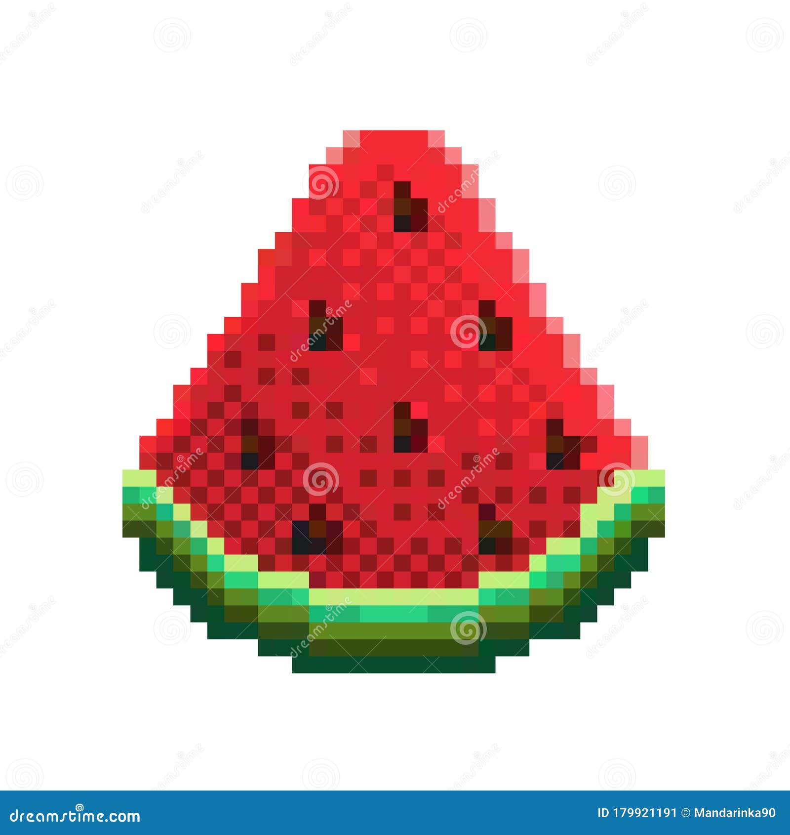 Pixel Watermelon Icon, 32X32 Vector Illustration Stock Vector