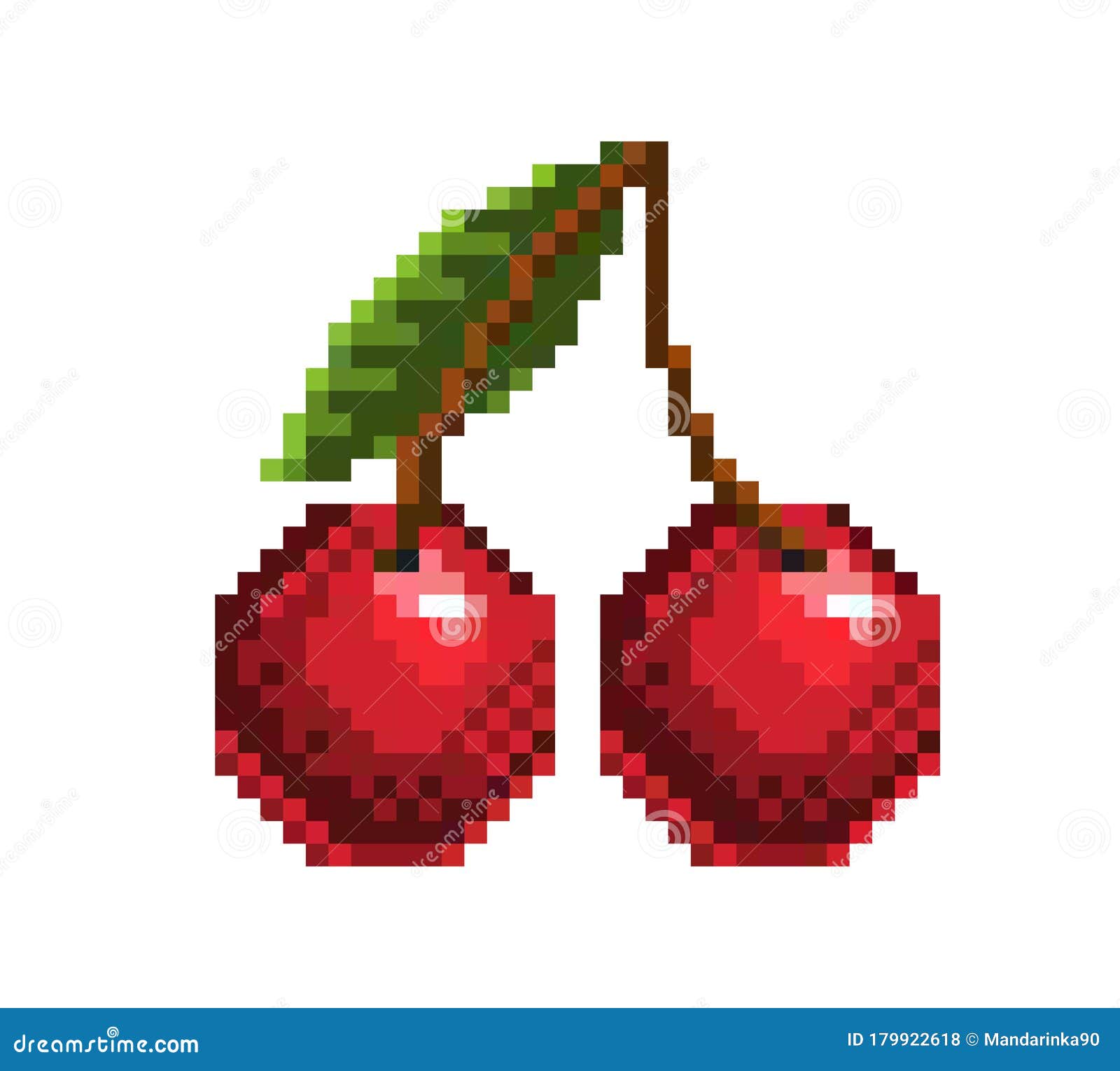 Set Of Pixel Art Fruits Icon 32x32 Pixels Stock Illustration