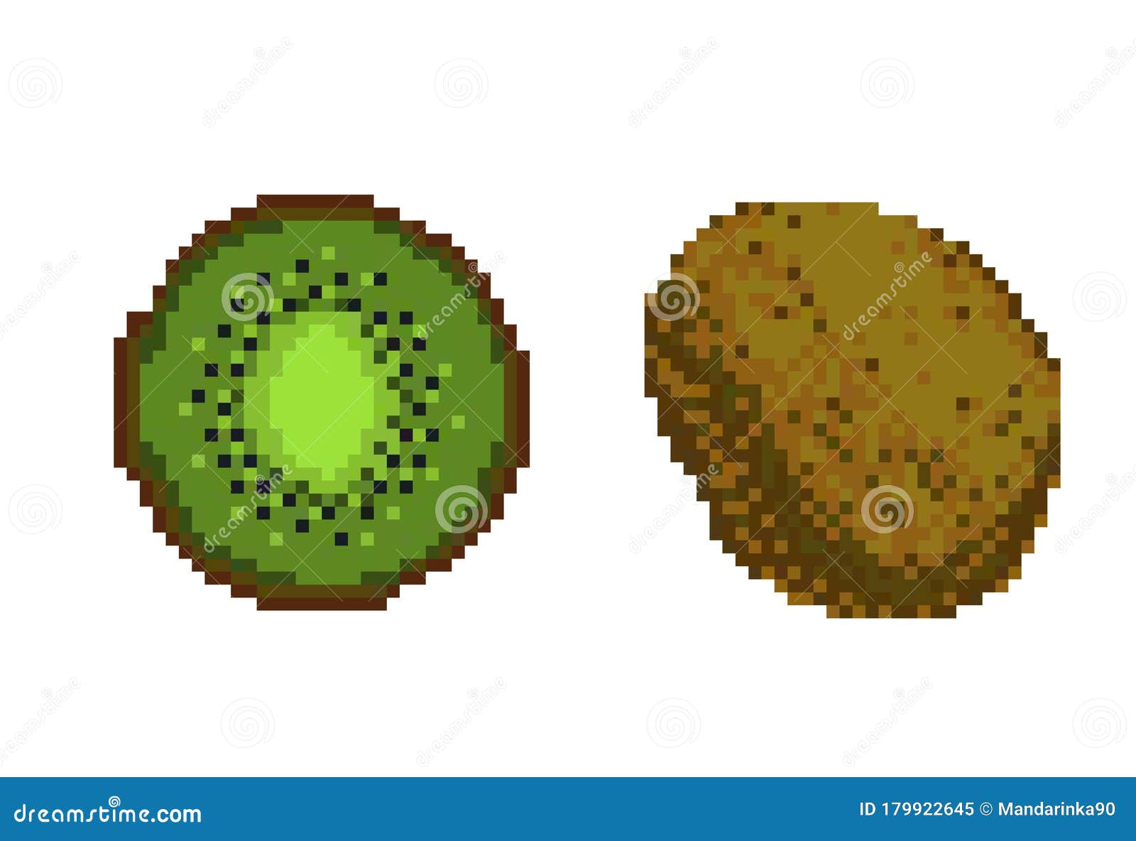 Set of pixel art fruits icon. 32x32 pixels. Vector illustration on