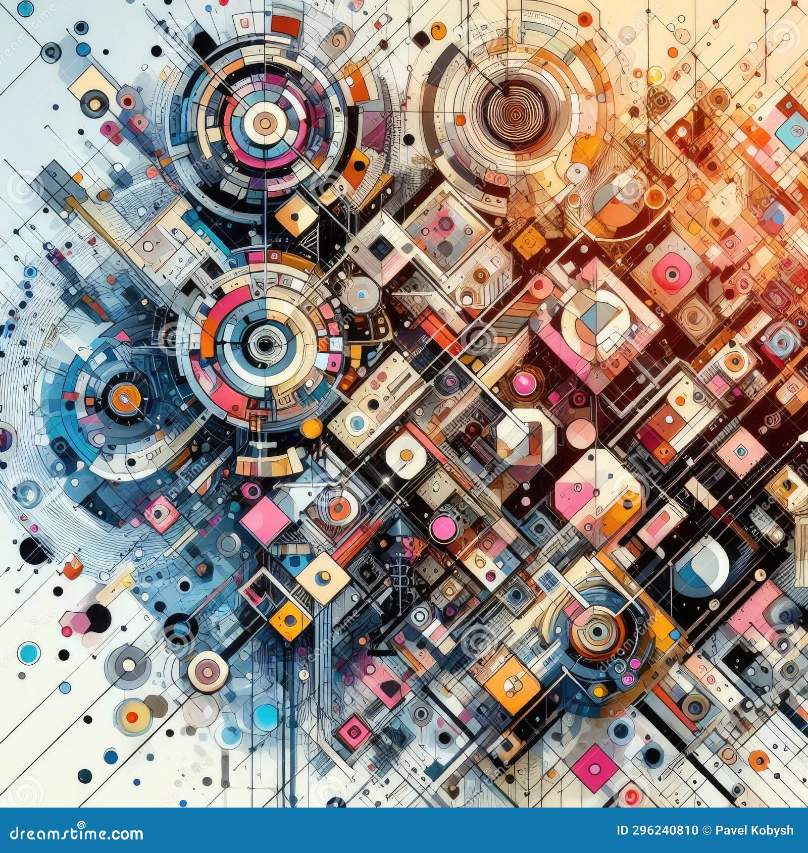 photo of abstract hi-teck artwork mixed with buzzy geometric s for background