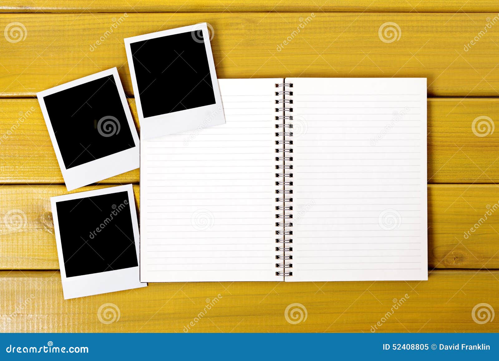 Photo Album with Polaroid Photo Frames, Copy Space, White Background Stock  Image - Image of note, frame: 51423525