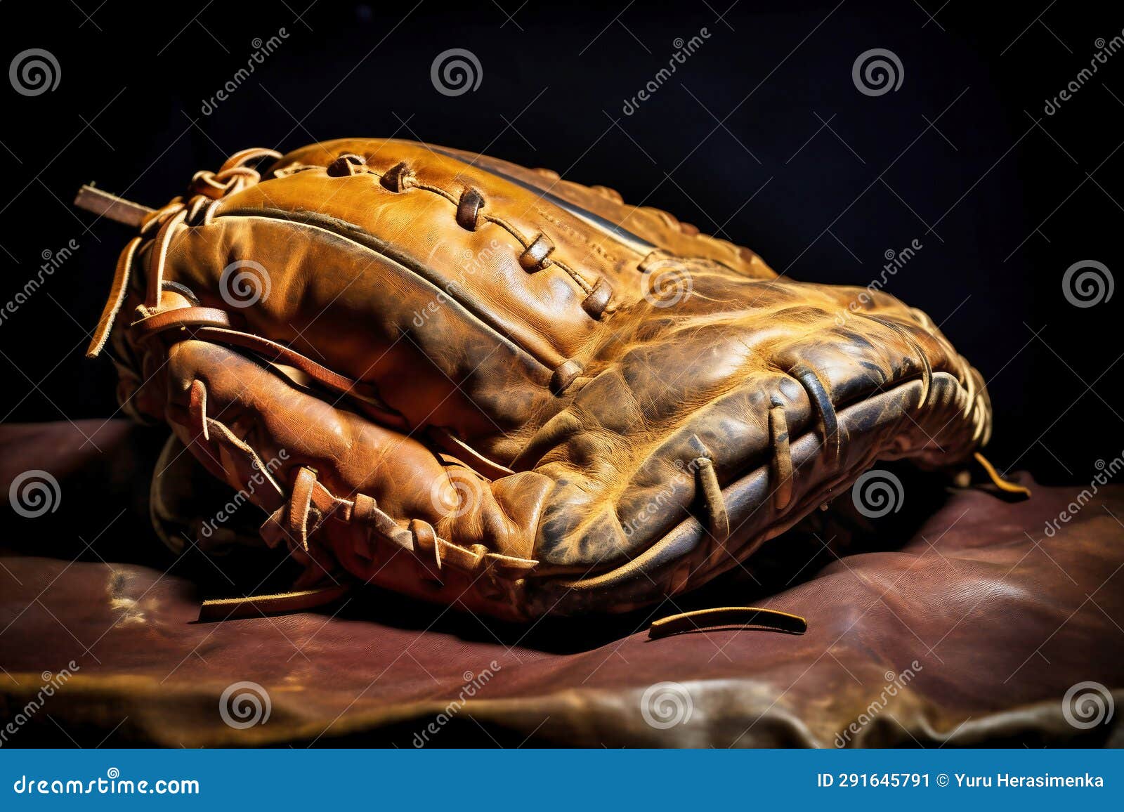 Photo of a Baseball Glove with a Ball Inside Stock Illustration