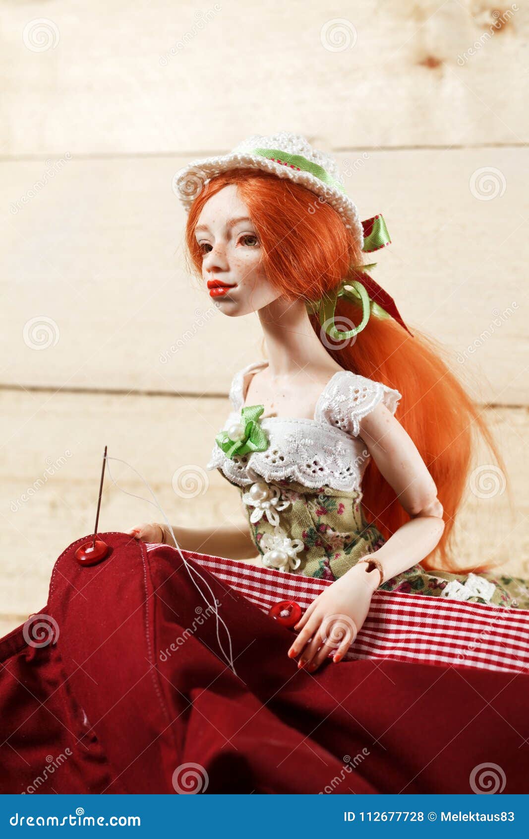Doll and Needle with Thread Stock Photo Image of button, object 112677728