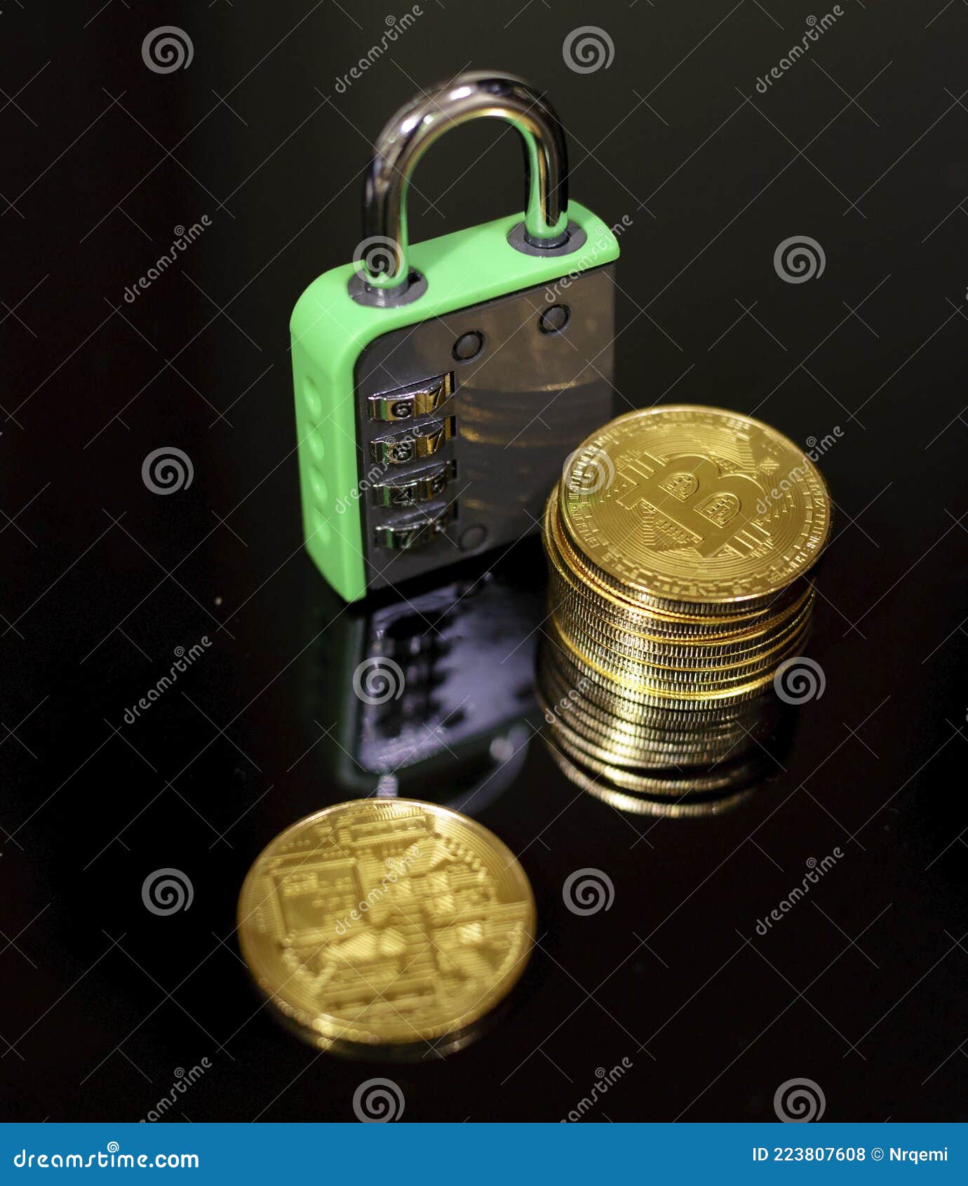Bitcoin with 4 Digits Locker Lock Stock Photo - Image of coin, safety:  223807608
