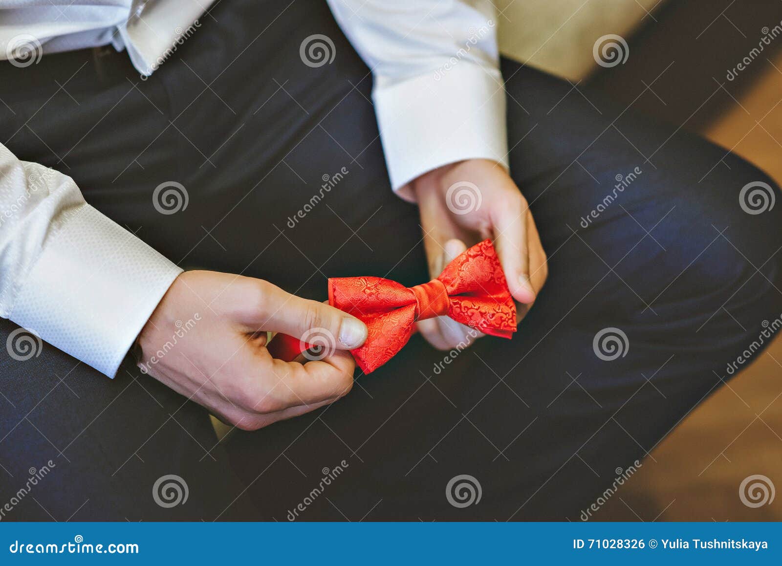 Photo of a Blue Suit with White Shirt and Red Tie Stock Photo - Image