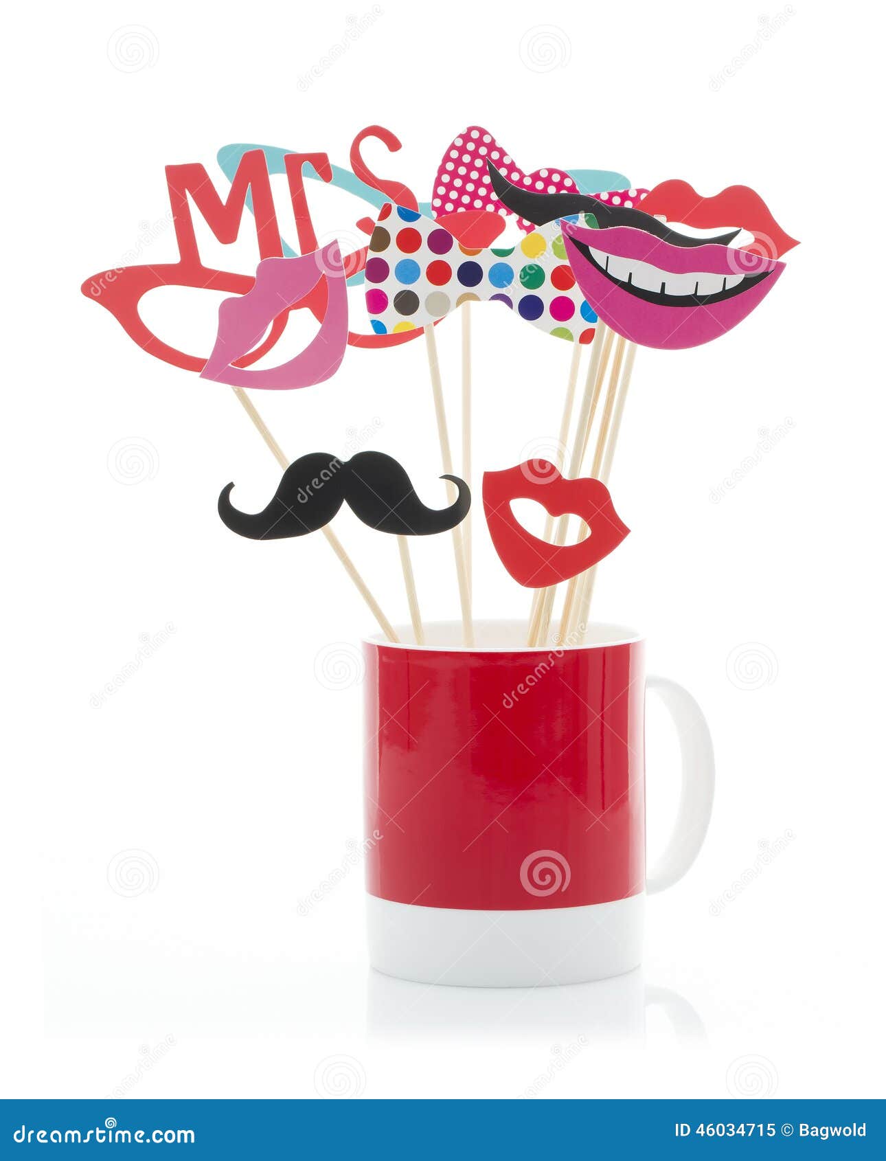 Photo Booth Props in a Red Mug Stock Image Image of party, frame