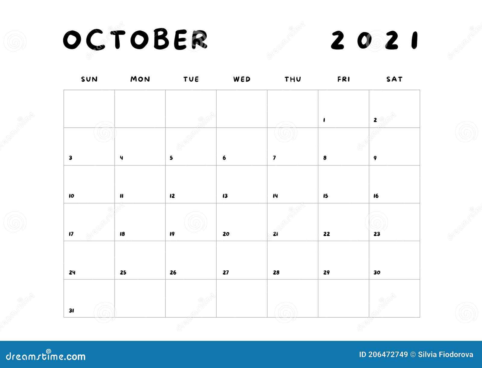 october 2021 minimalist calendar template stock illustration illustration of desk planner 206472749