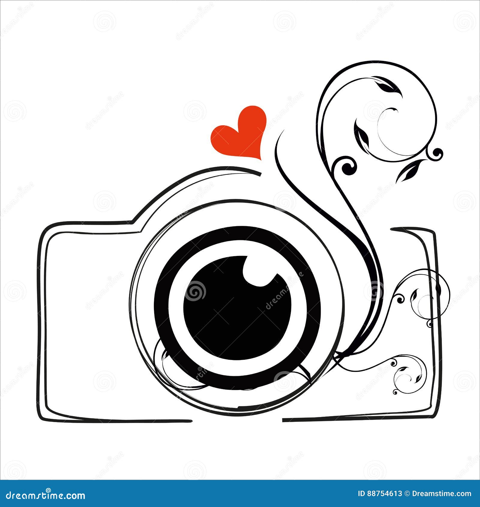 Premium Vector  Photo camera sketch logo doodle icon isolated on dark  background