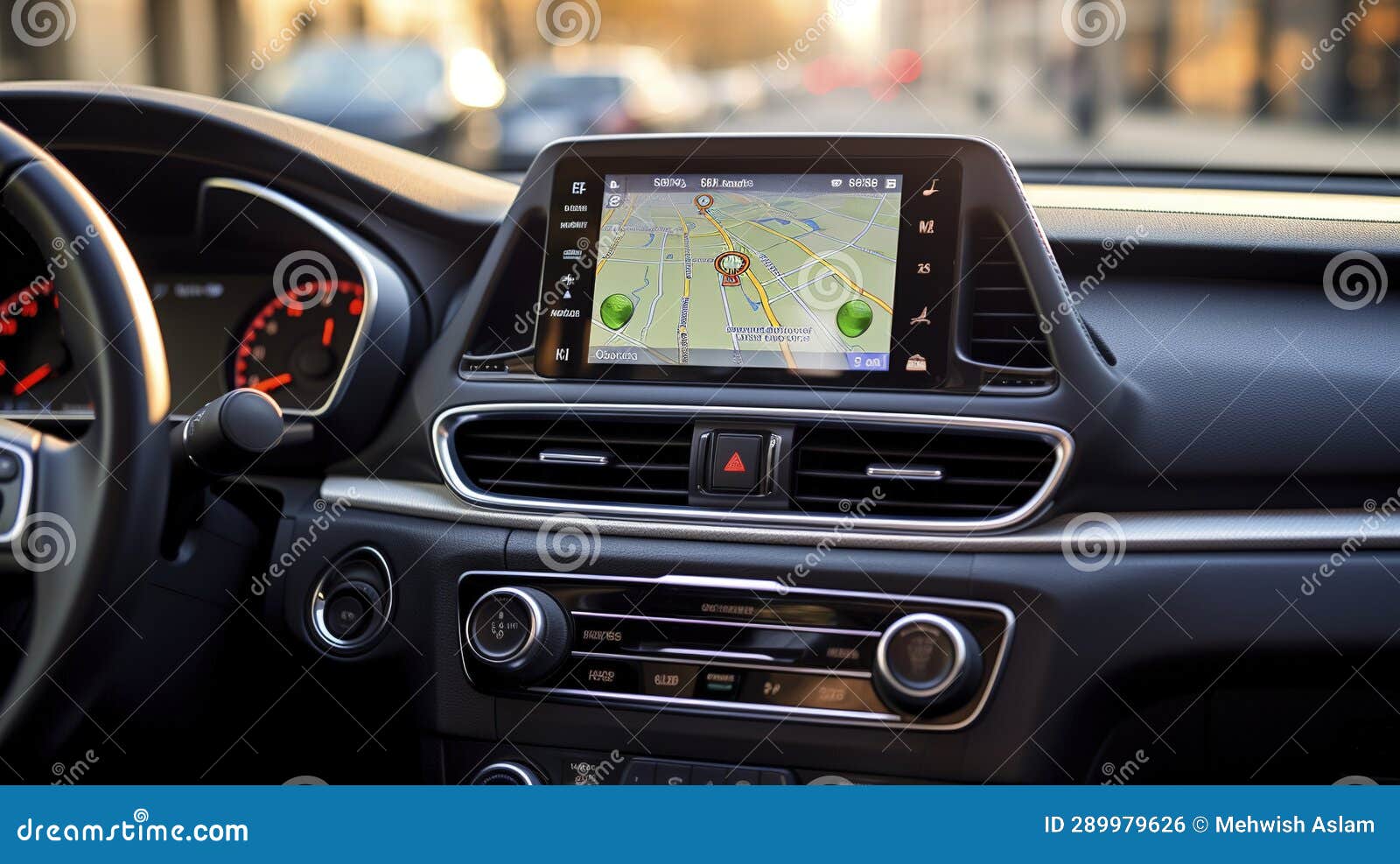 A Photo of a Car Rental Navigation System Stock Illustration