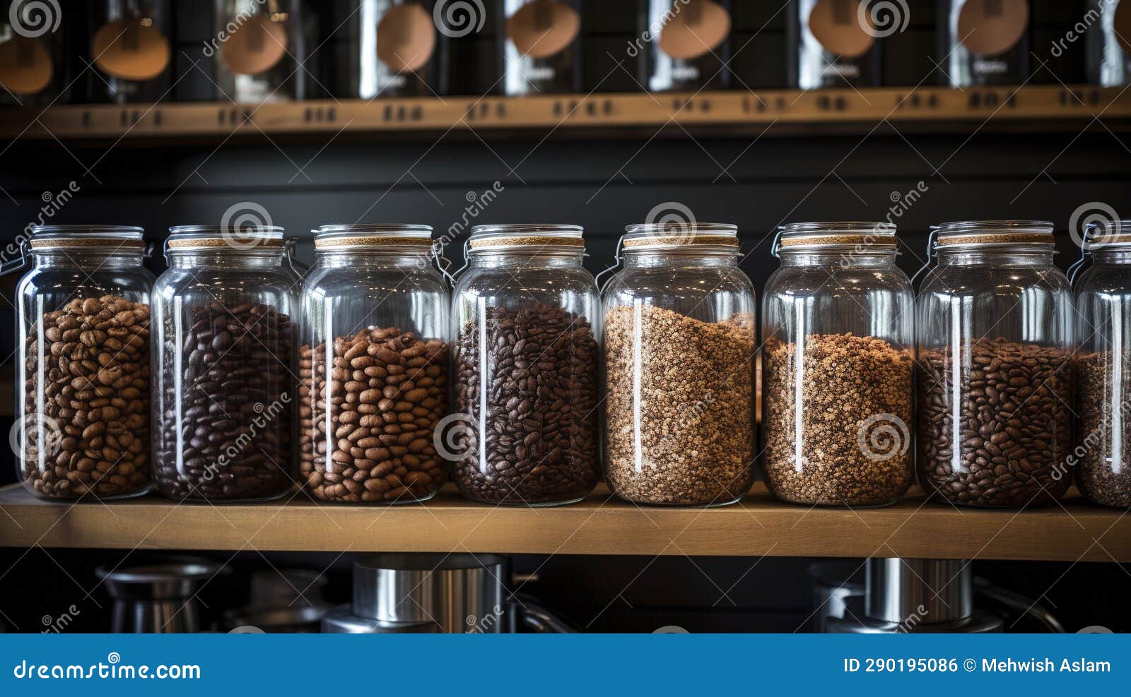A Photo of Coffee Shop Coffee Beans Storage Stock Illustration