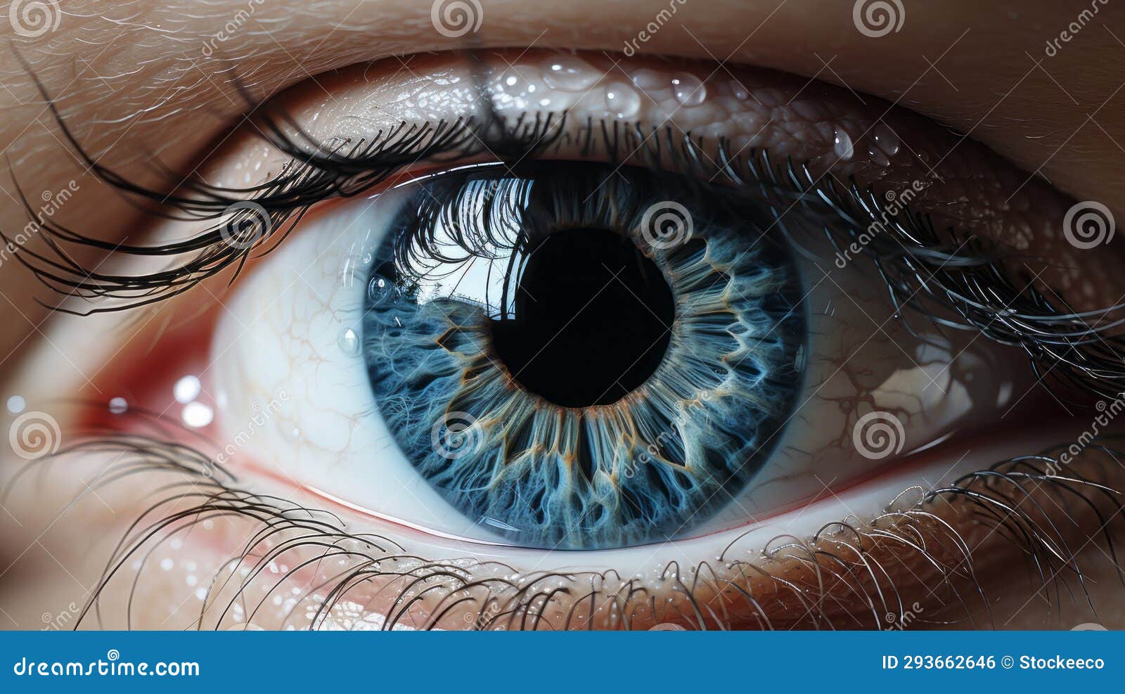 scared eyes: hyperrealistic depiction of large blue eyes