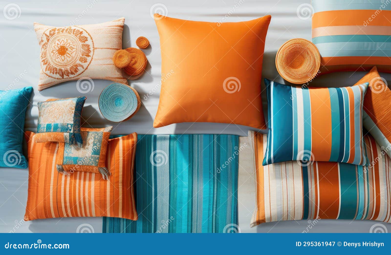 Photo of a Cozy Couch Adorned with a Colorful Array of Soft Pillows