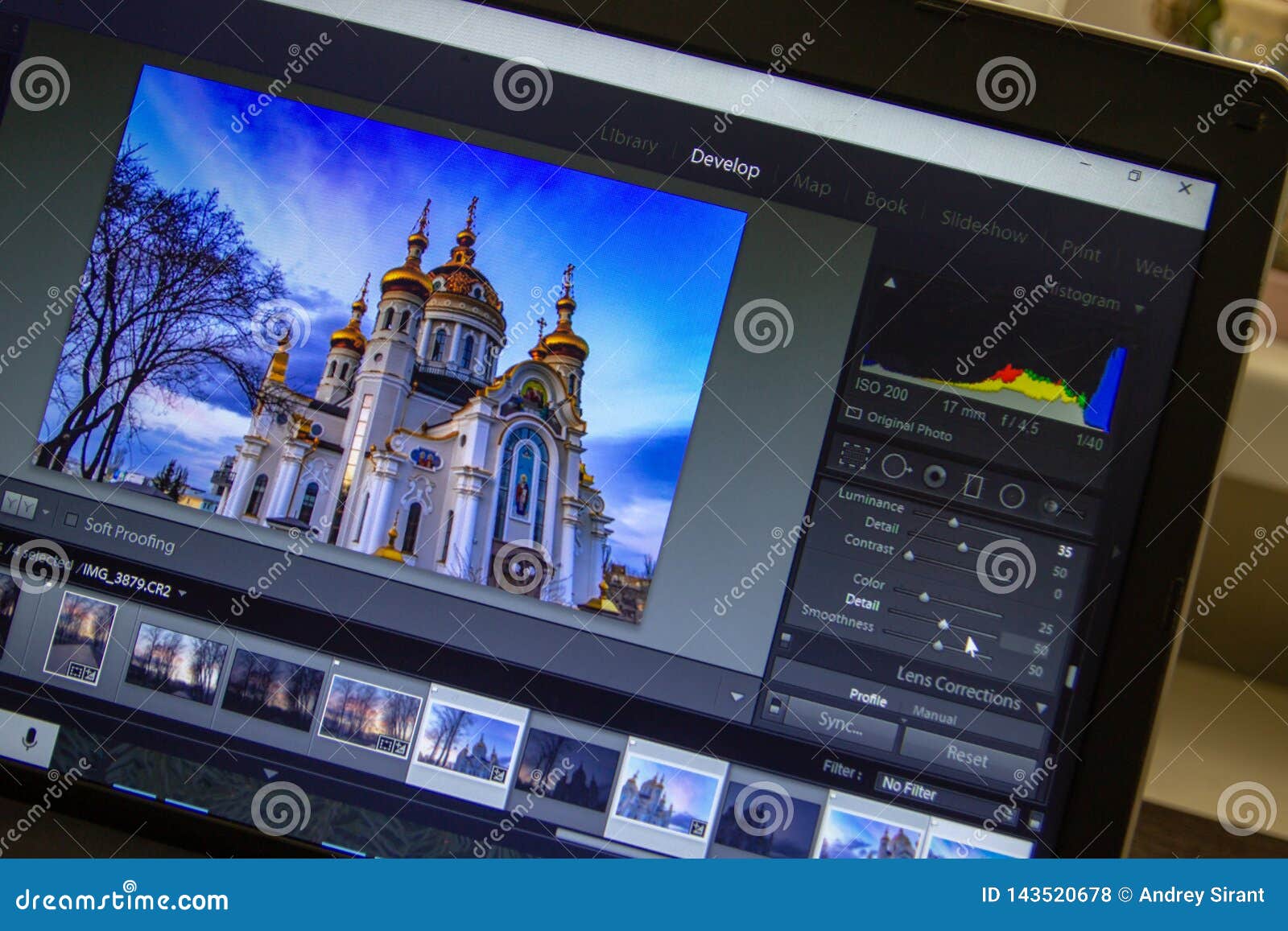 Photo Editing on Laptop. Photographer`s Computer with Professional