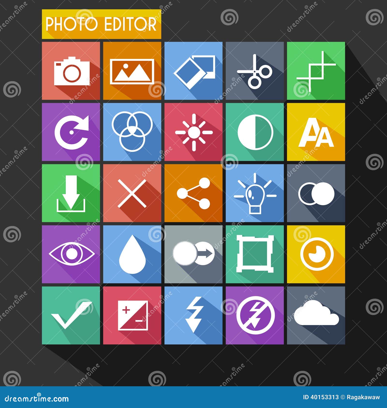 photo editor flat icon long shadow