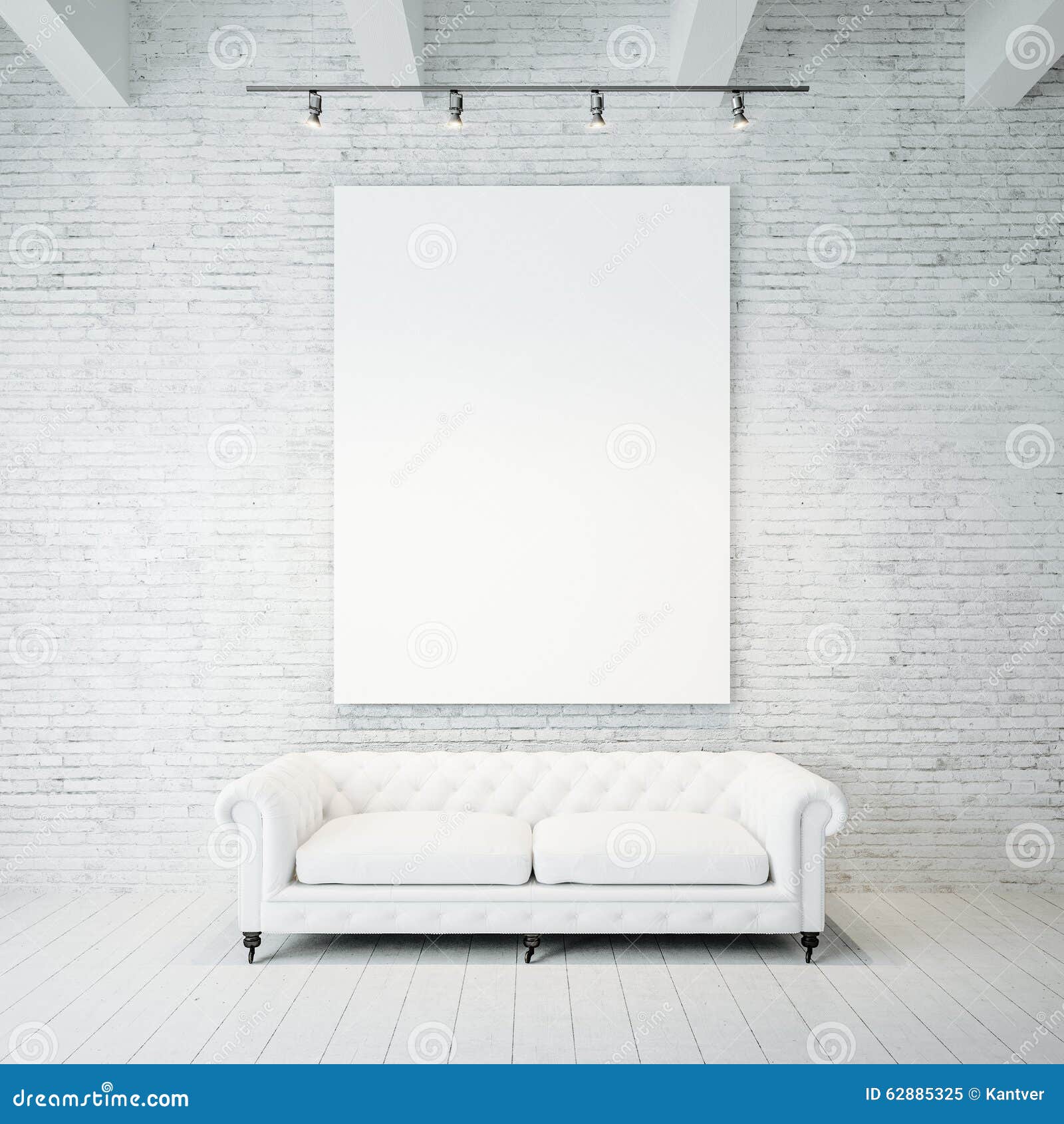 photo of empty canvas on the brick wall background