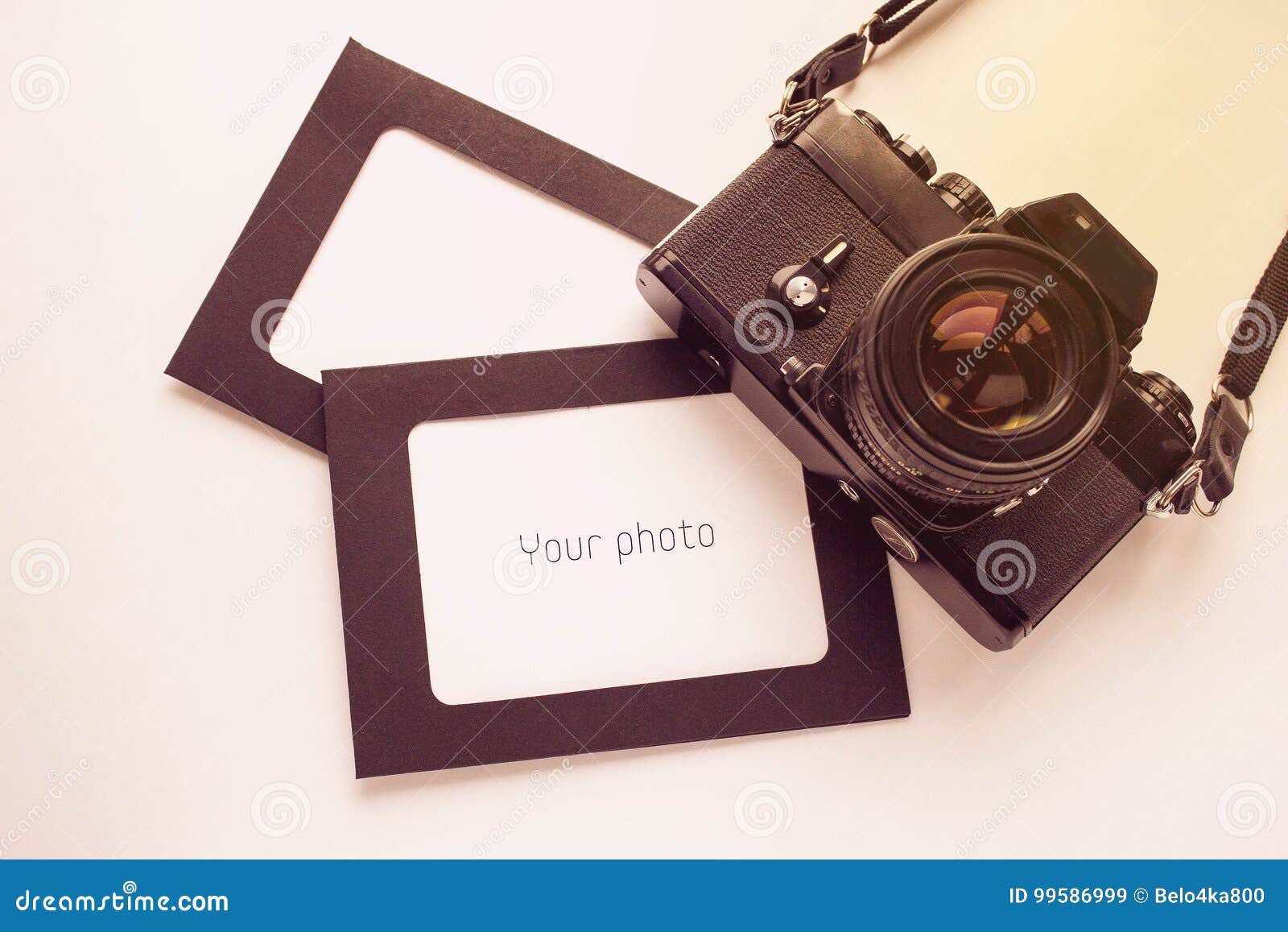 Photo frame with camera stock image. Image of background 99586999