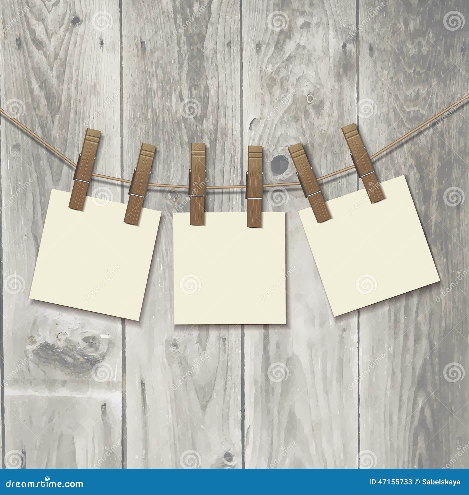 Photo Frame with Clothespin . Realistic. Stock Vector Illustration of