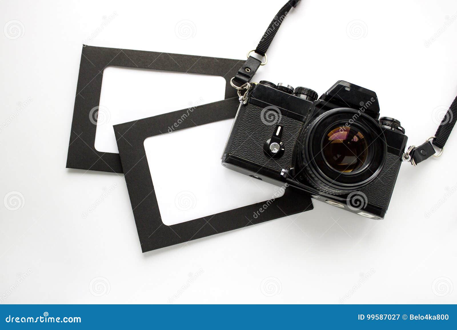 Photo frame with camera stock image. Image of snapshot 99587027