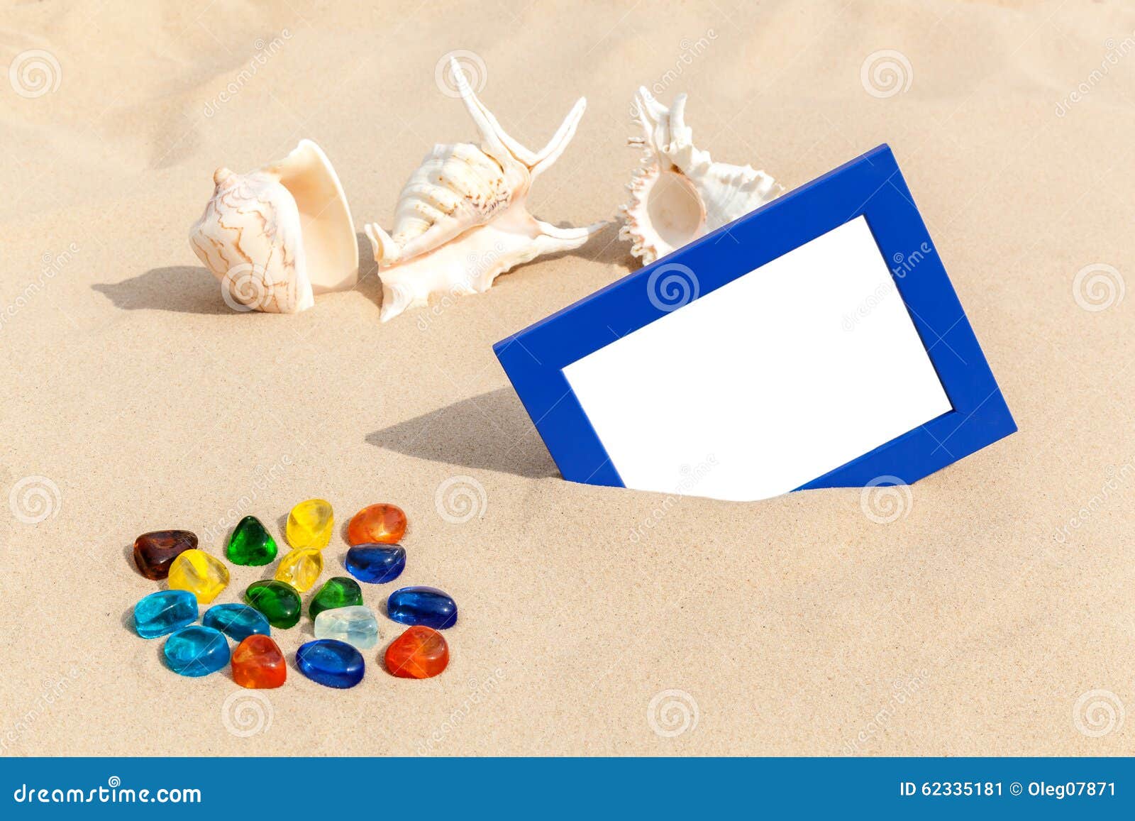 Photo frames on sand stock image. Image of blue, trip 62335181