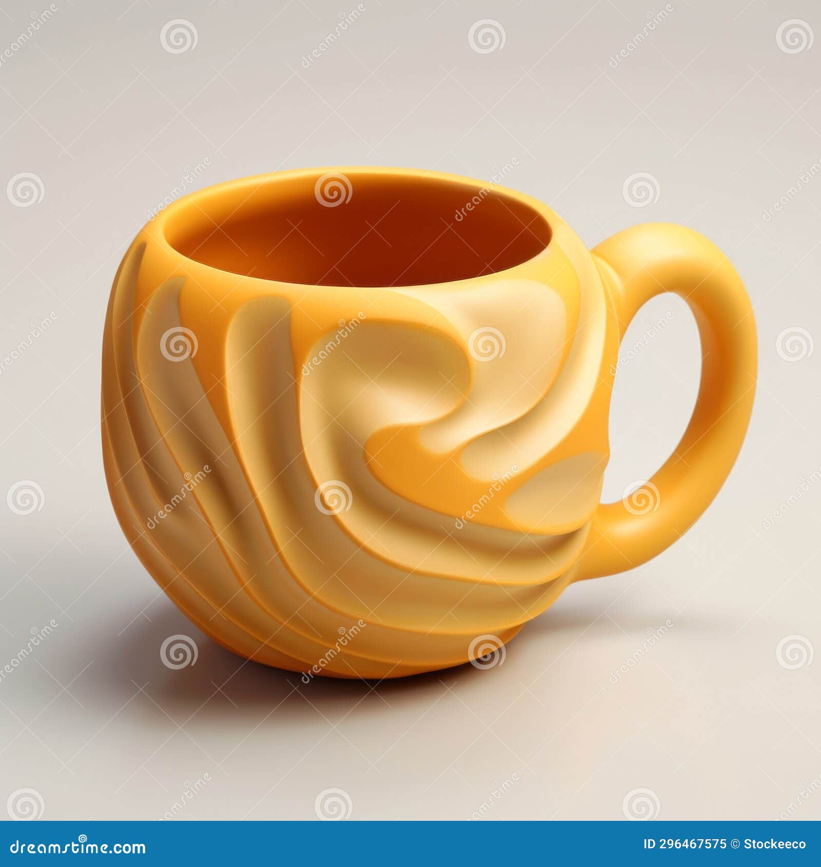 yellow coffee mug with swirl  - zbrush style 3d model