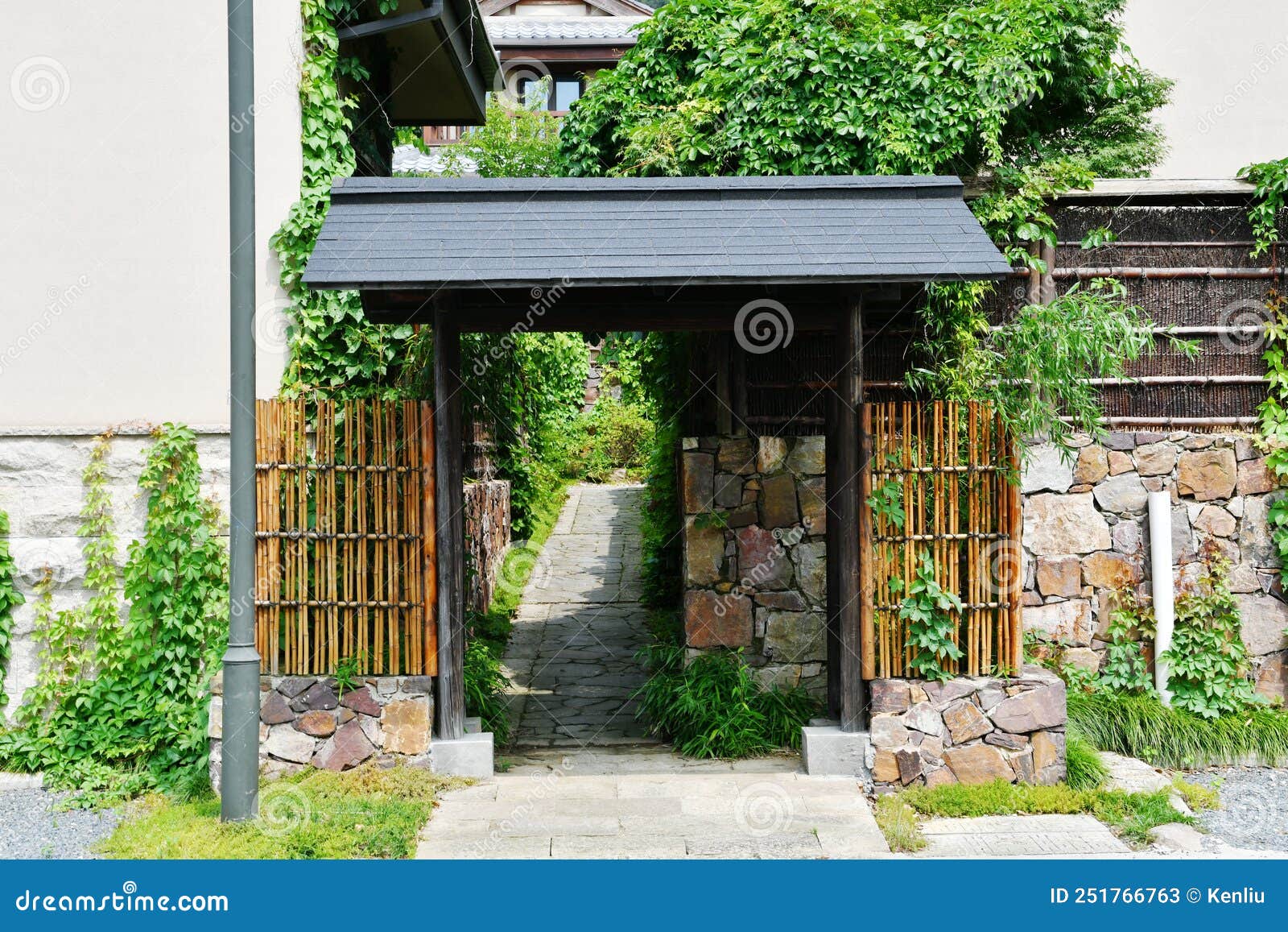 The Gate of a Traditional Japanese House Stock Image - Image of