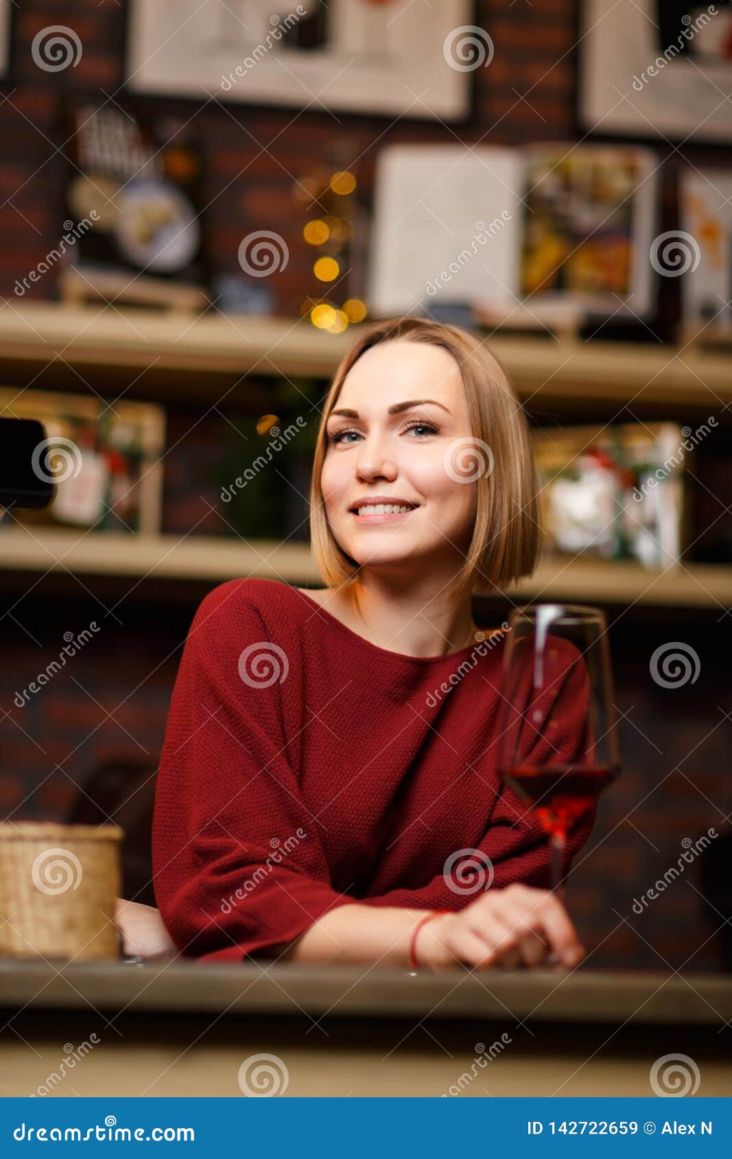Photo of Girl Seller with Wine Glass Stock Image Image of lifestyle