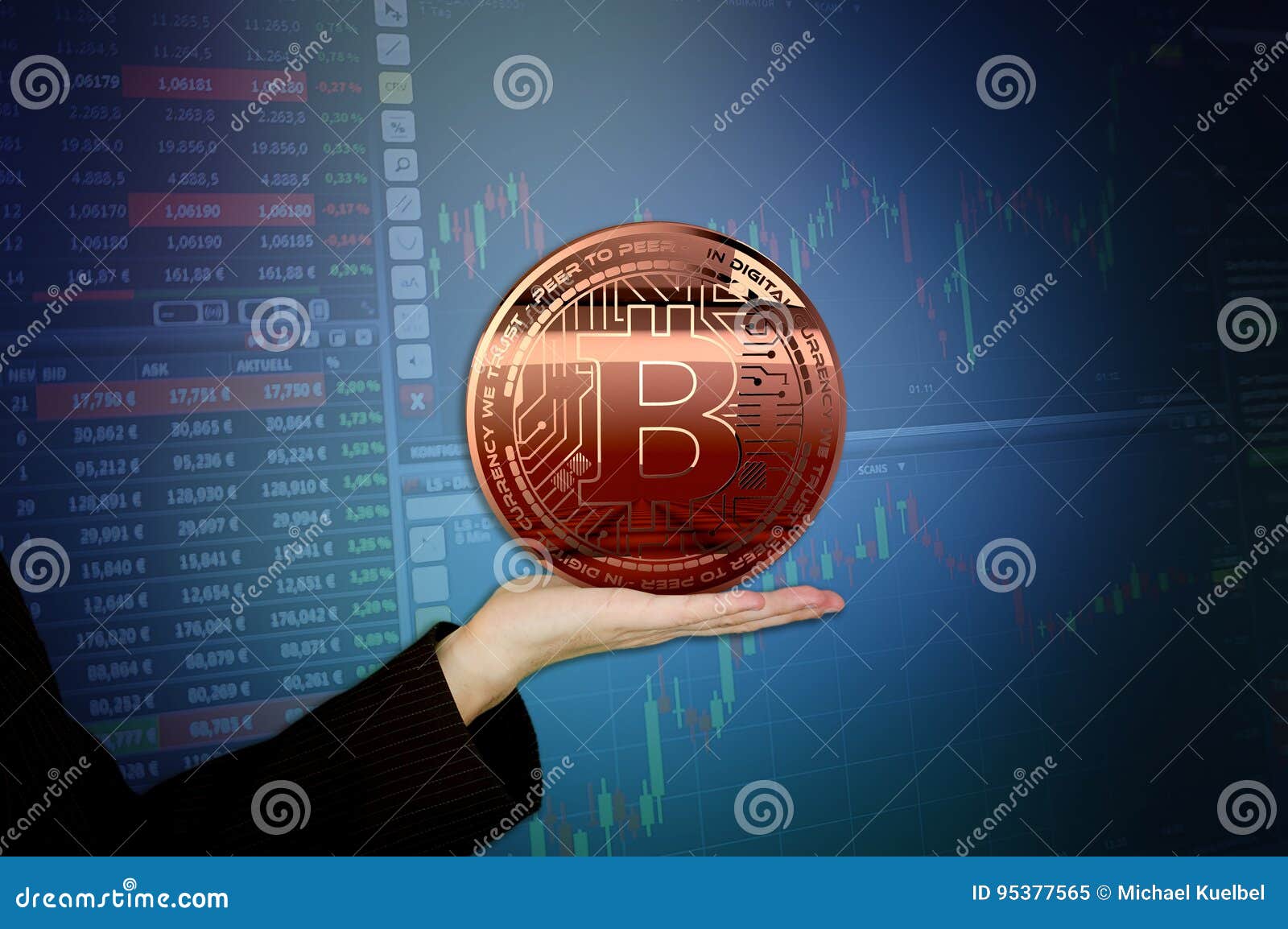 Photo Golden Bitcoins New Virtual Money 3D Rendering Stock ...