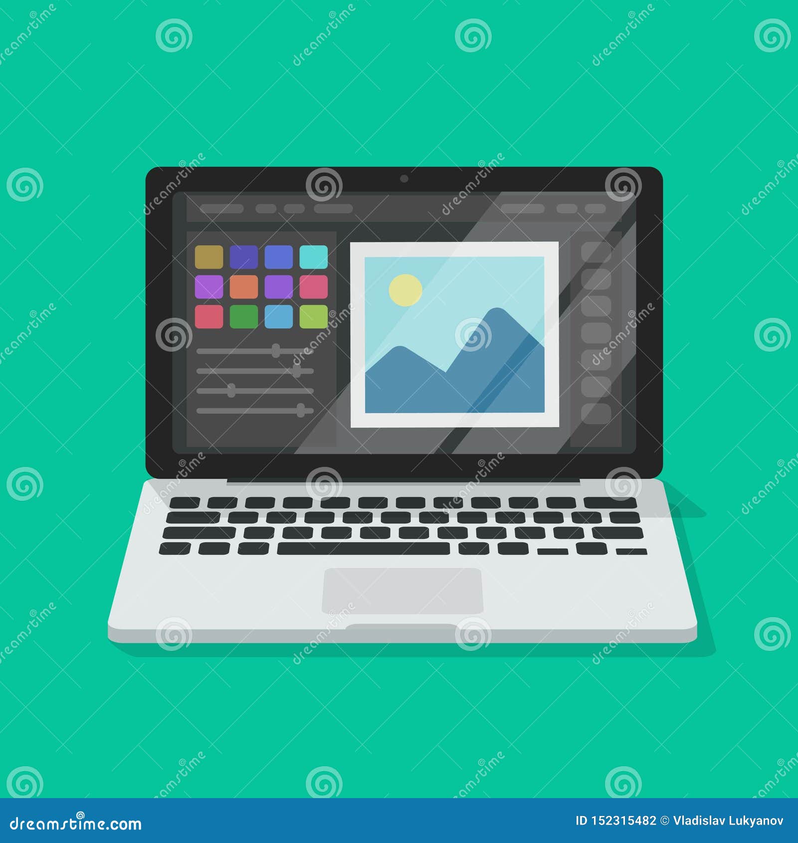 Photo or Graphic Editor on Computer Vector Illustration, Flat Cartoon