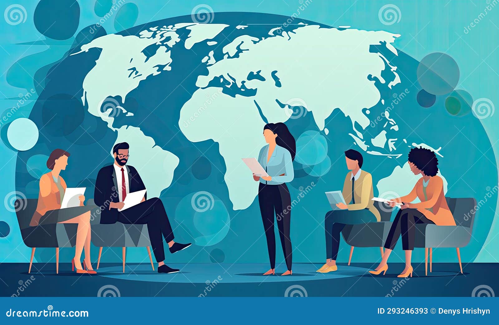 Photo of a Group of People Discussing and Planning on a World Map Stock