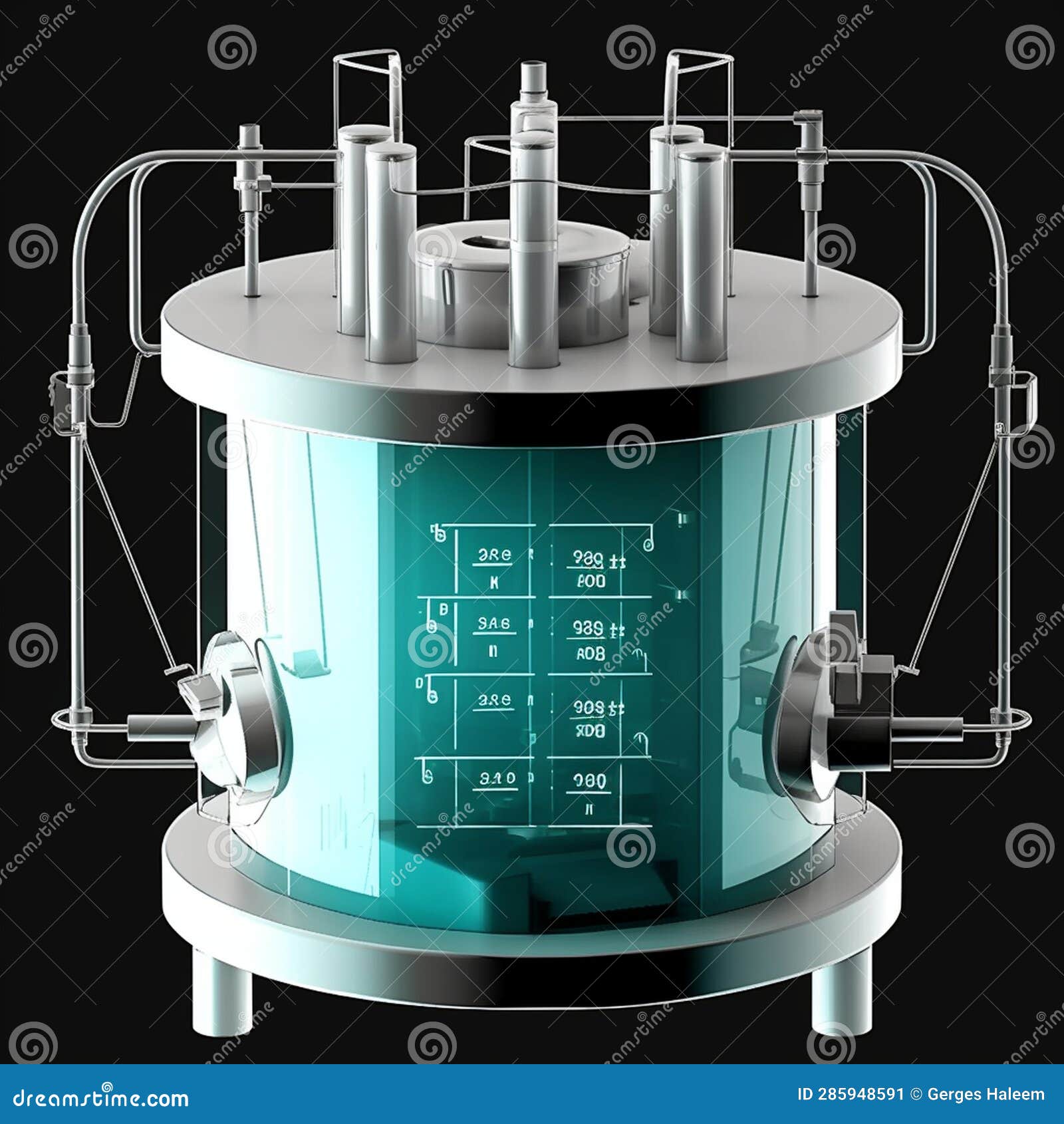 Photo Highttech Plasma Quantum Computer Tube with Glowing Energy Inside