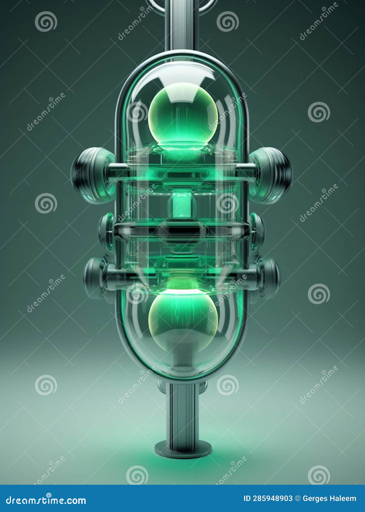 Photo Highttech Plasma Quantum Computer Tube with Glowing Energy Inside