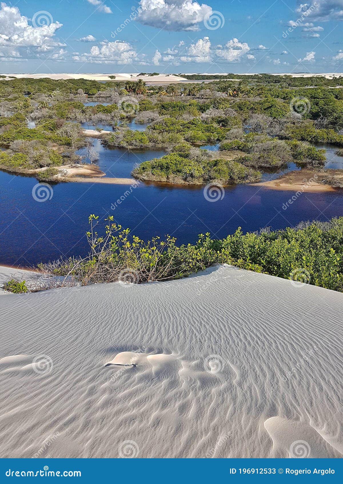 lenÃÂ§ois maranhenses, barreirinhas, maranhÃÂ£o, brazil - dunes, mangrove, forest and blue sky