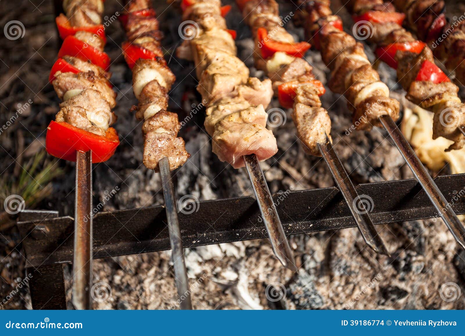 Photo of Meat on Fire at Forest Stock Photo - Image of cooking ...