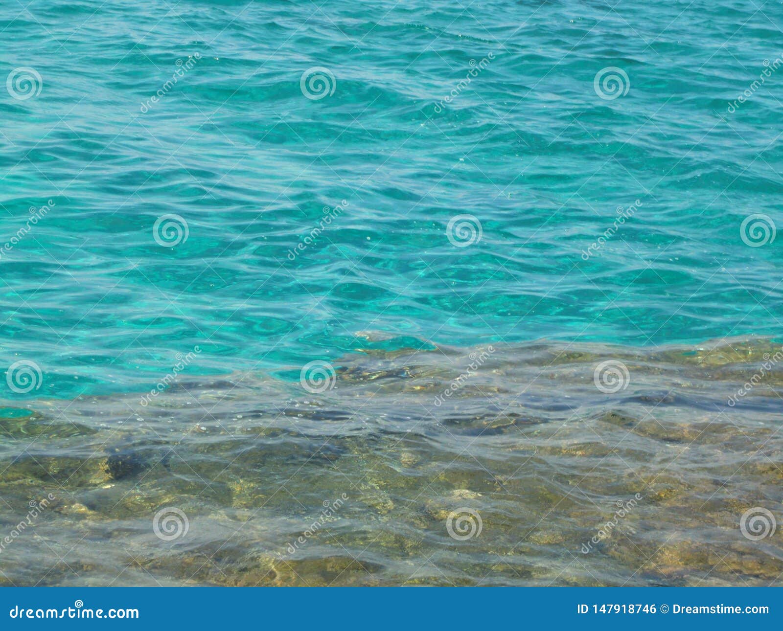 crystal clear turquoise water on rocky bottom