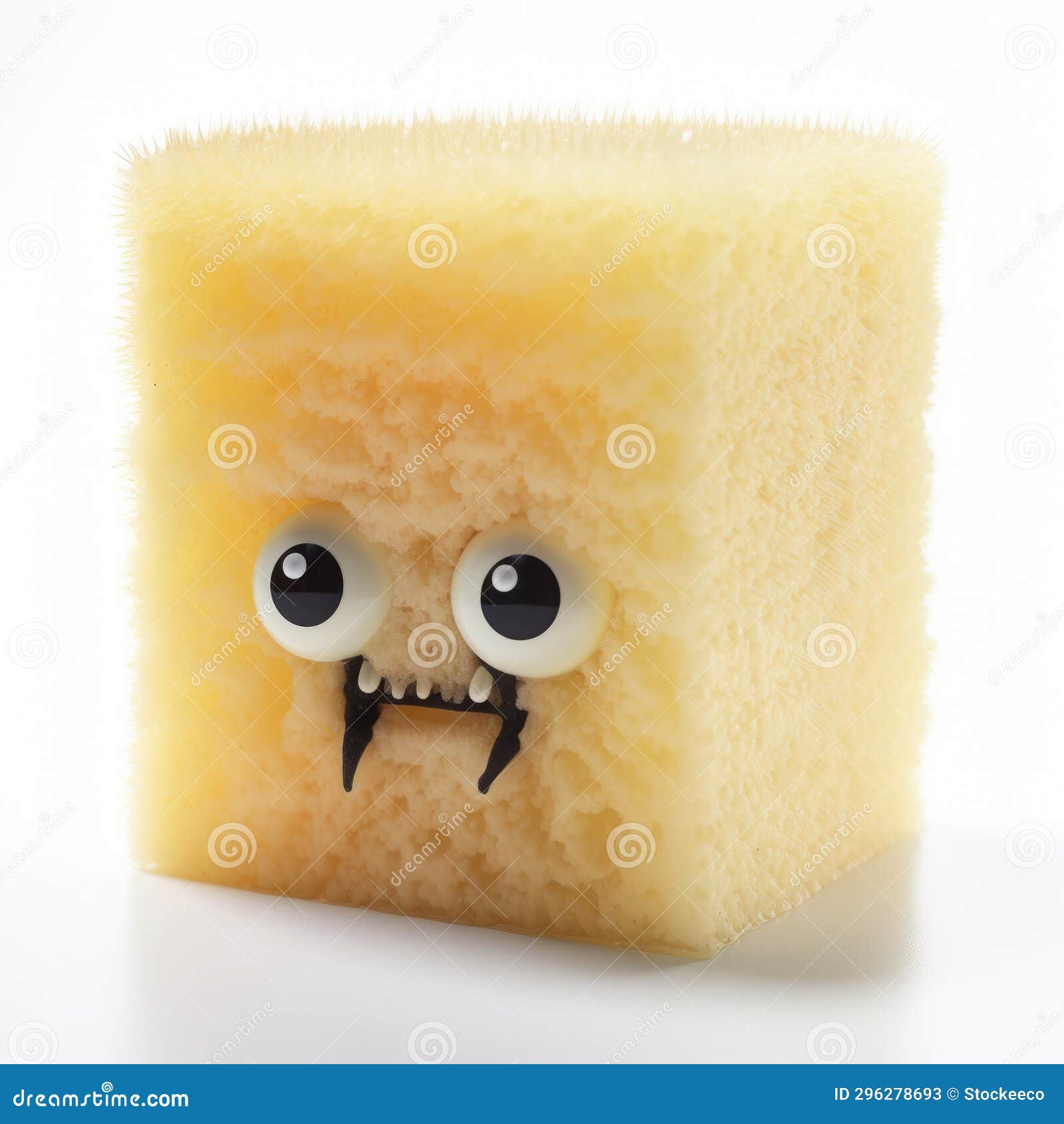 spongy cubo-futurism: a unique sponge cake with big eyes and teeth