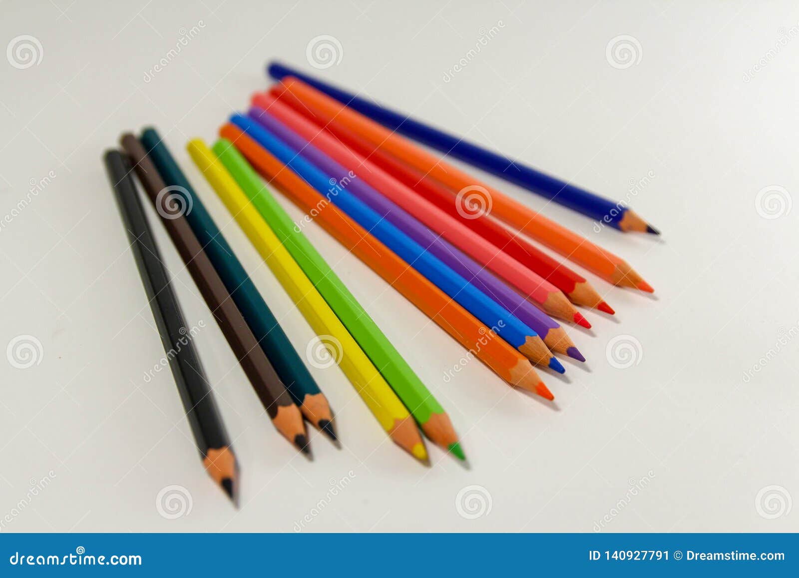 Multiple Colored Pencils on a White Background. Stock Image Image of