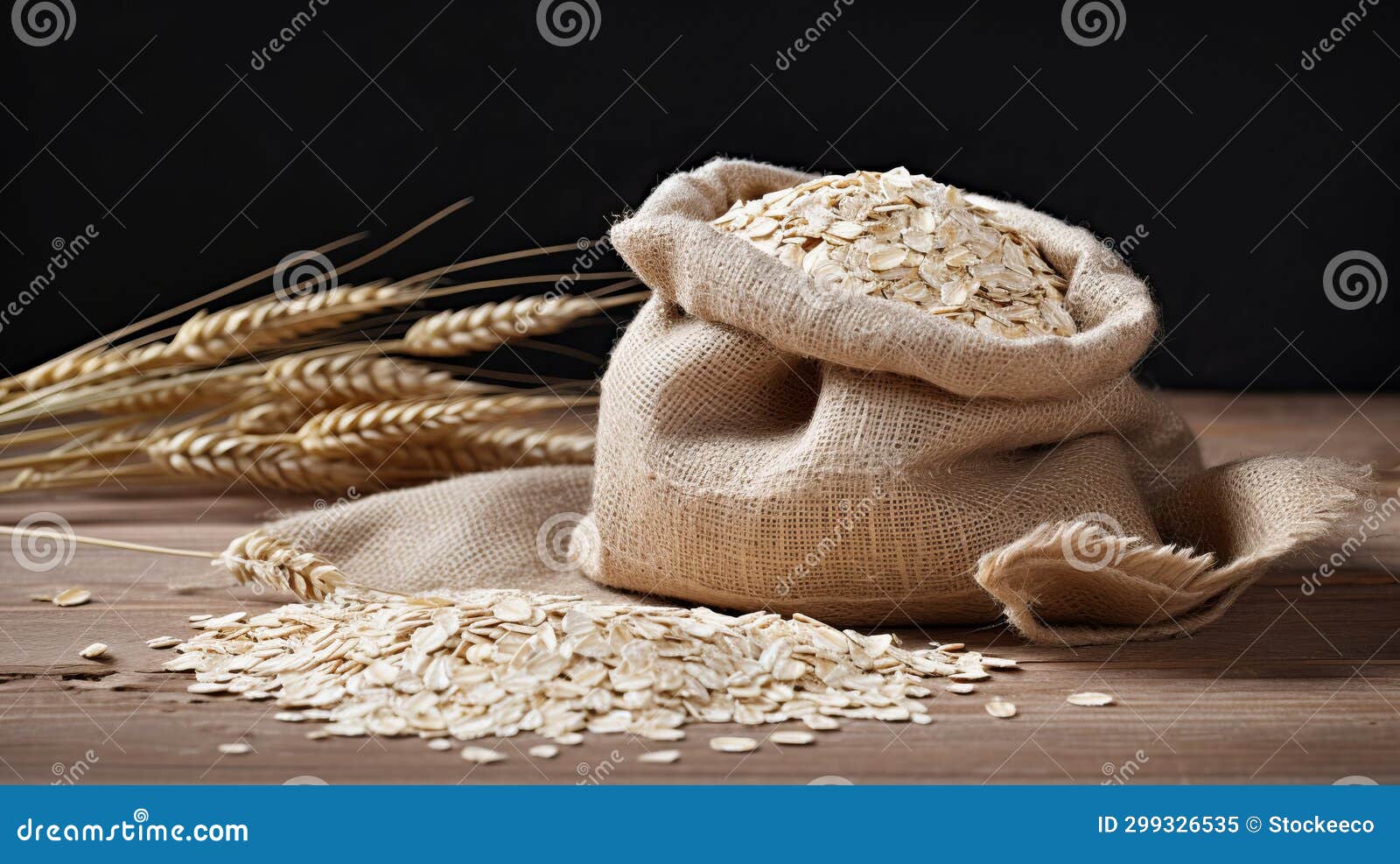Oats and Wheat a Black Background with Biblical Themes Stock