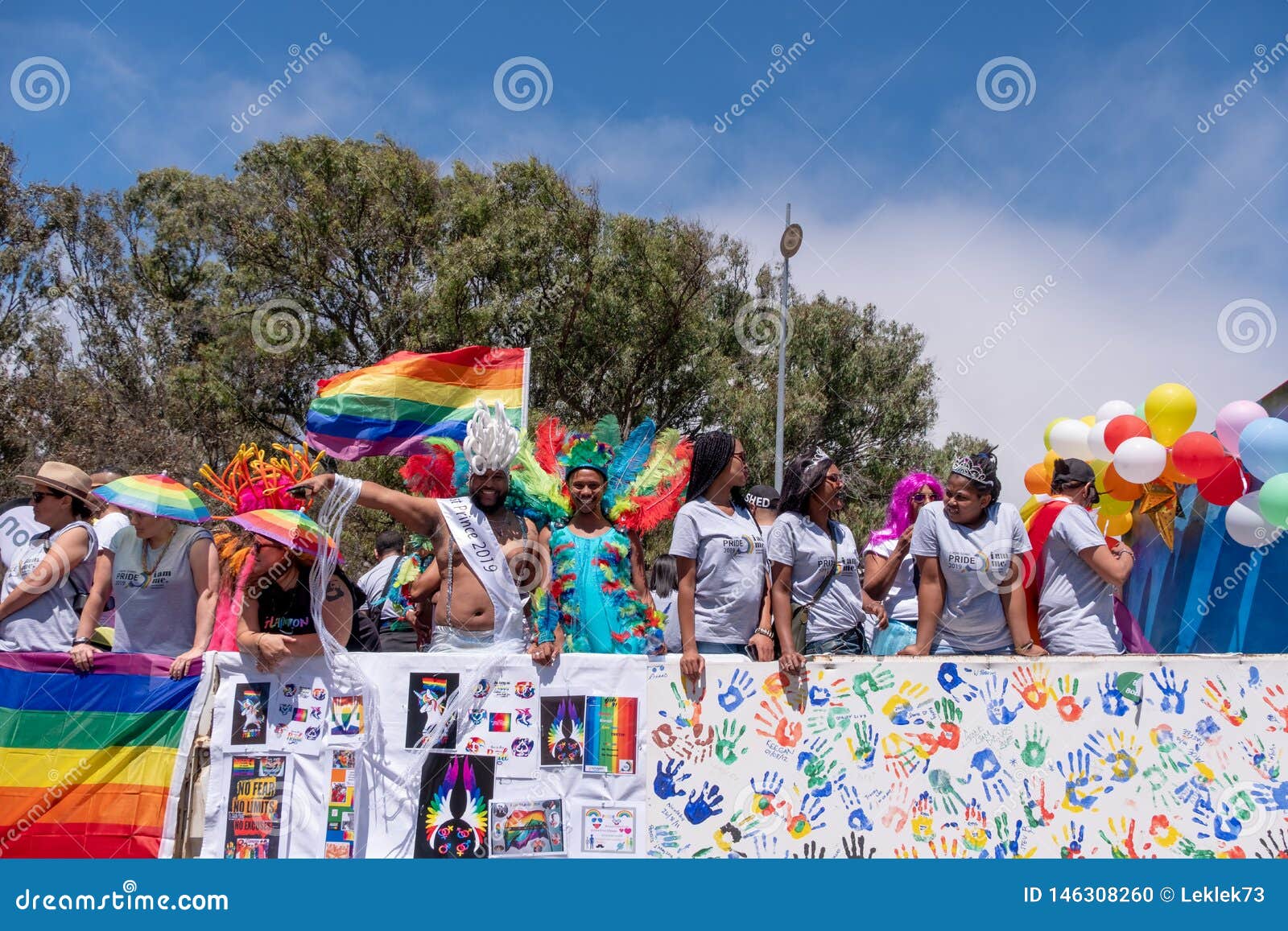 Photo Of Participants And Rainbow Flags At The Gay Pride Parade Procession In Cape Town South