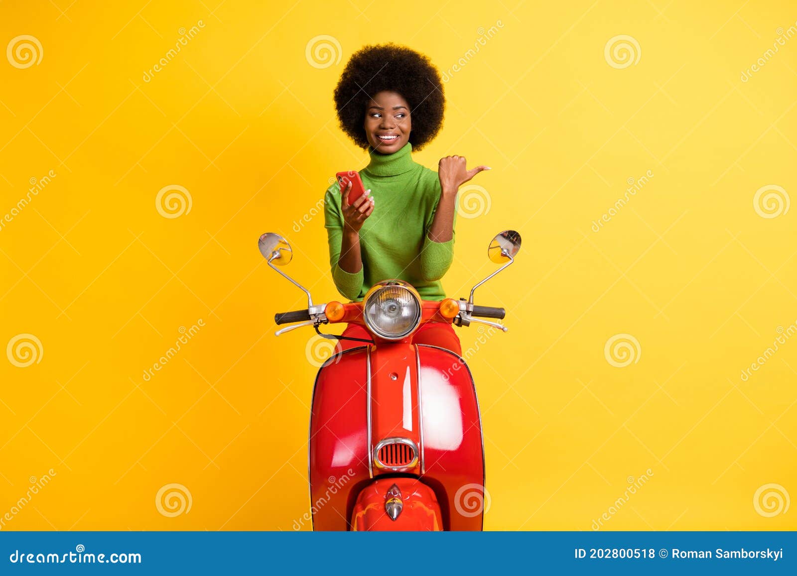 Photo Portrait of Biker Driver Motorcyclist Red Scooter Rider with ...
