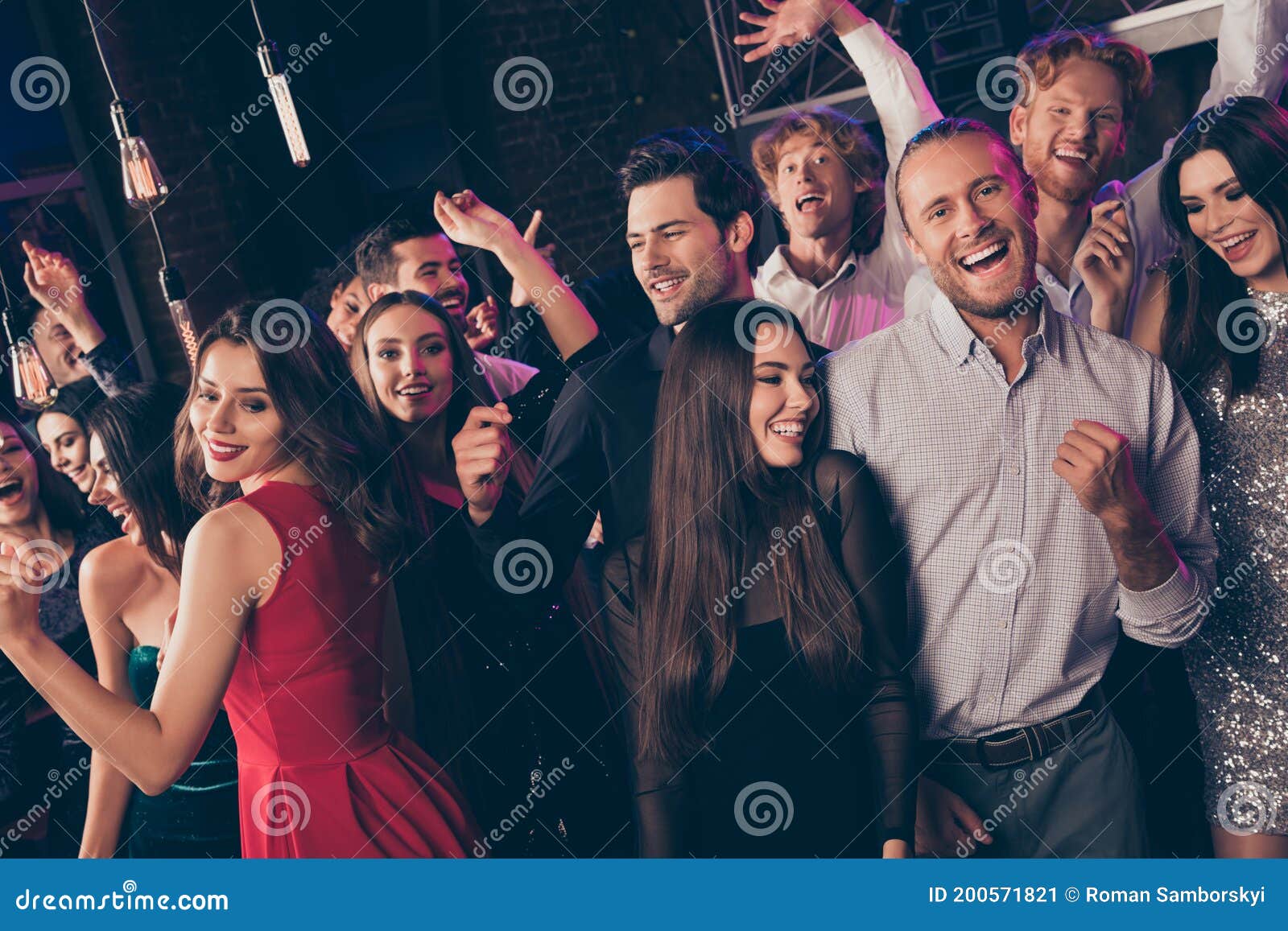 Photo Portrait of Friends at Fancy Christmas Party Stock Image - Image ...