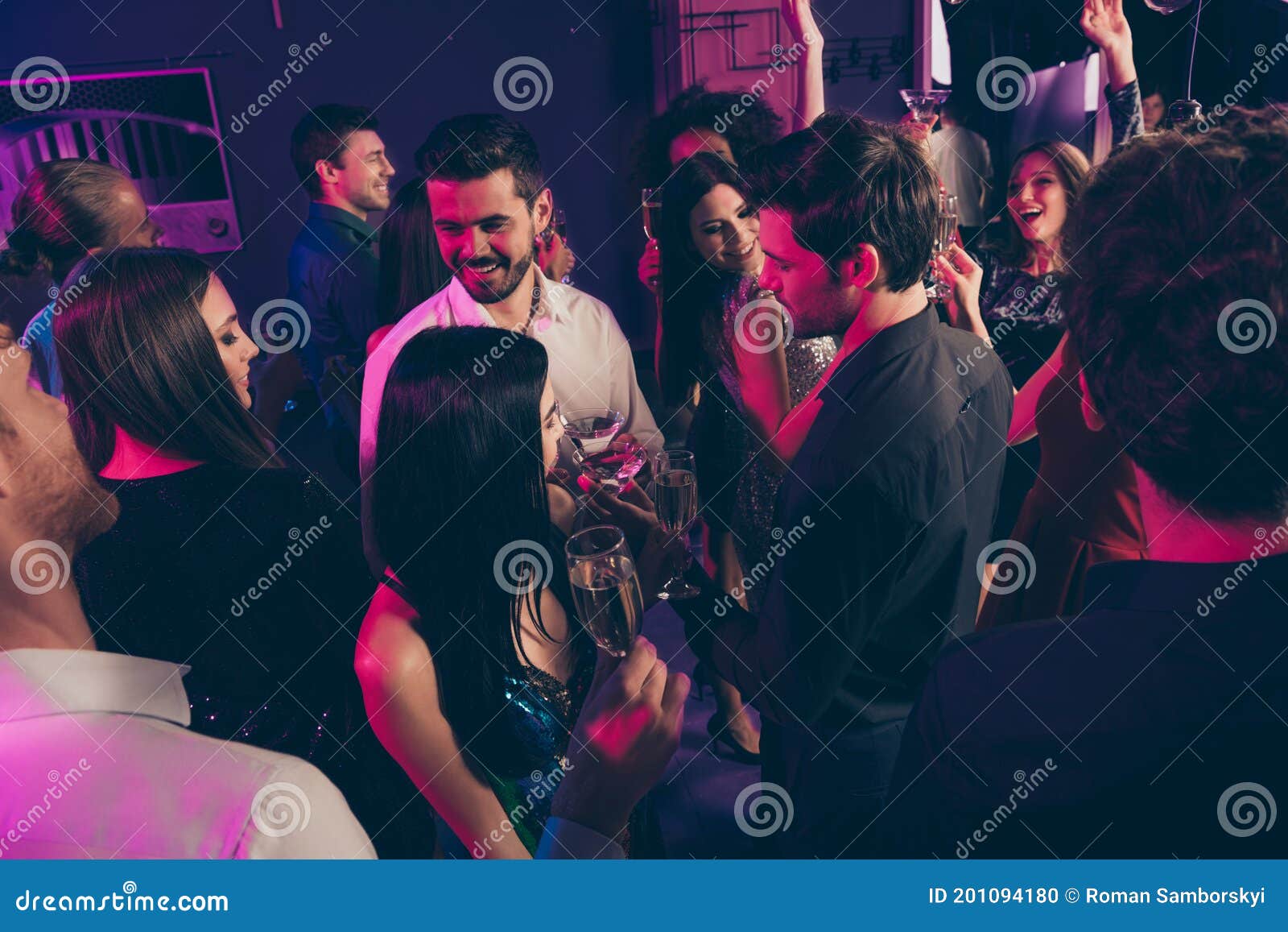 Photo Portrait of People Drinking Champagne Together at Posh Nightclub ...