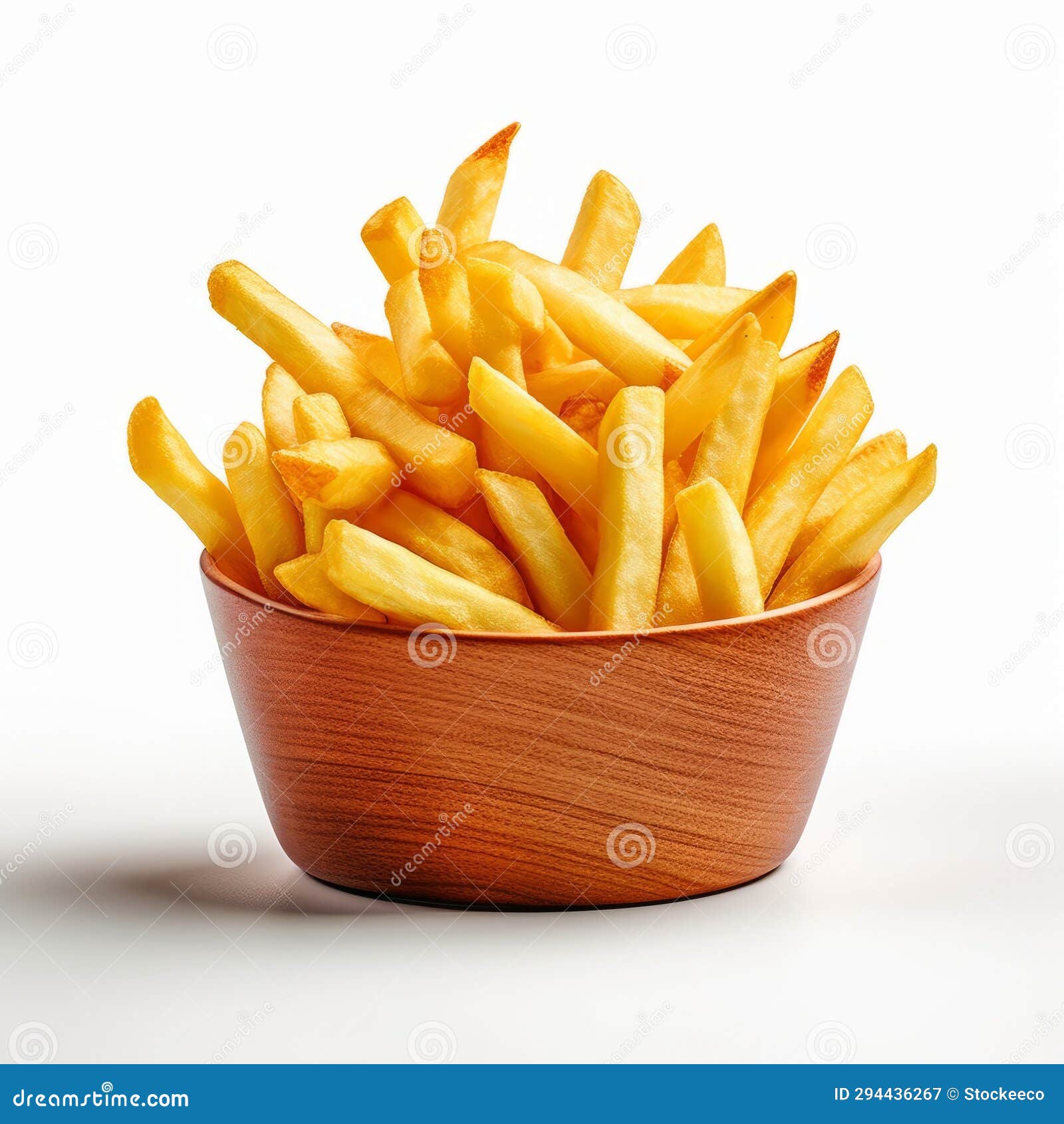 photo realistic french fries in wooden bowl - free stock image