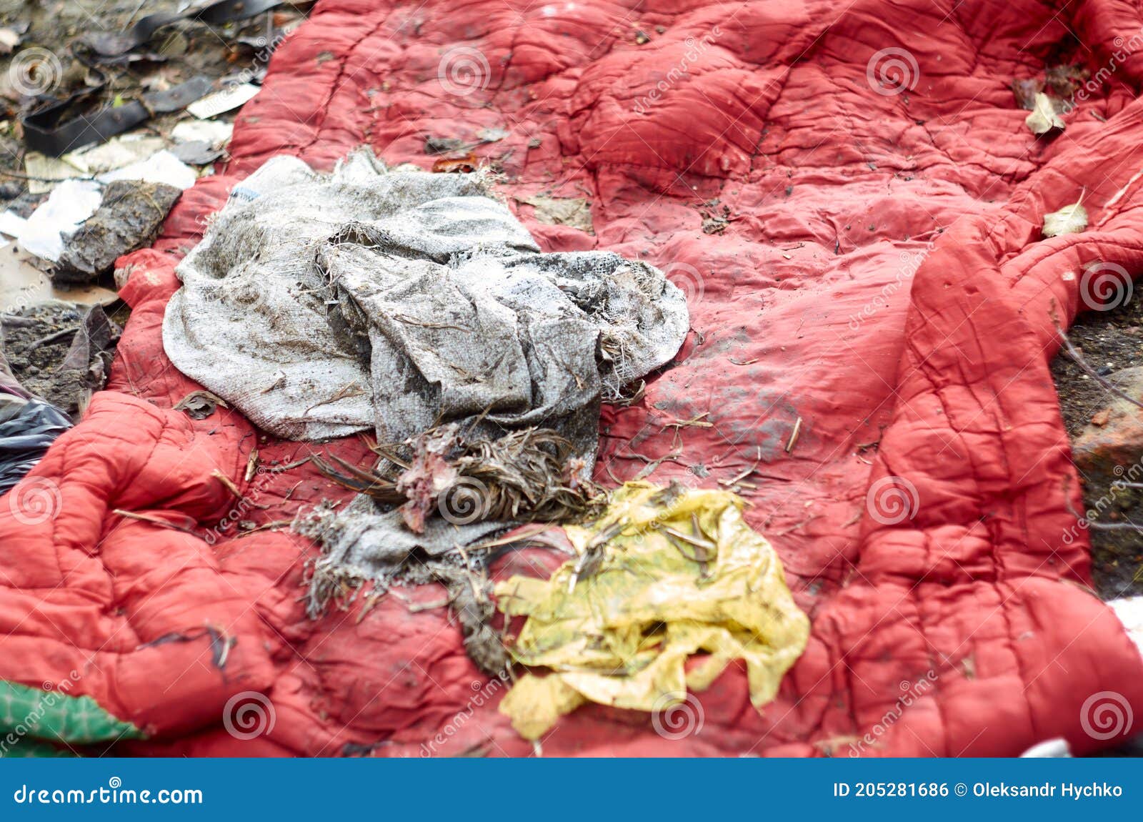 Photo of Red Blanket on Junkyard Stock Photo Image of game