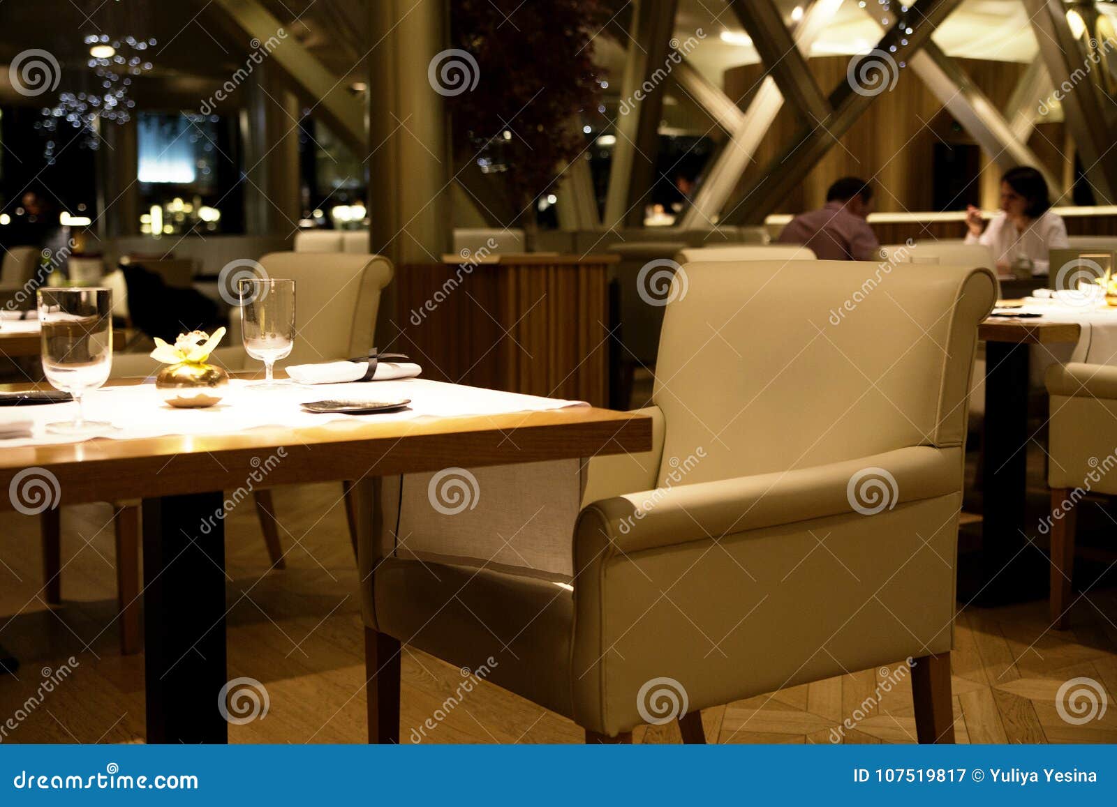 Restaurant Design in the Evening Stock Image Image of food, drink