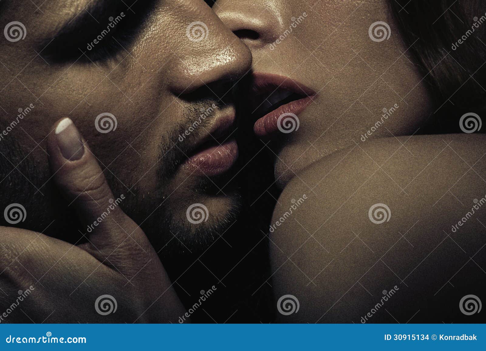 photo of sensual kissing couple