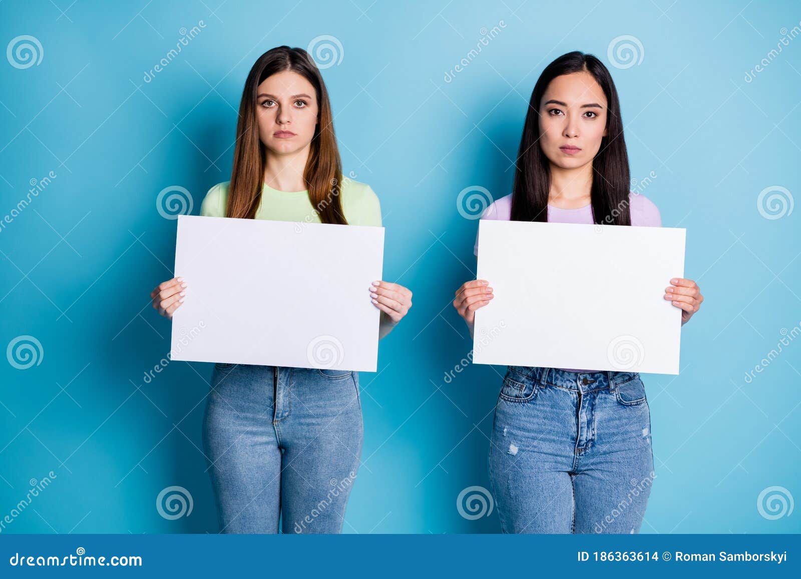 Photo Of Serious Two People Ladies Lesbians Couple Hold Arms White