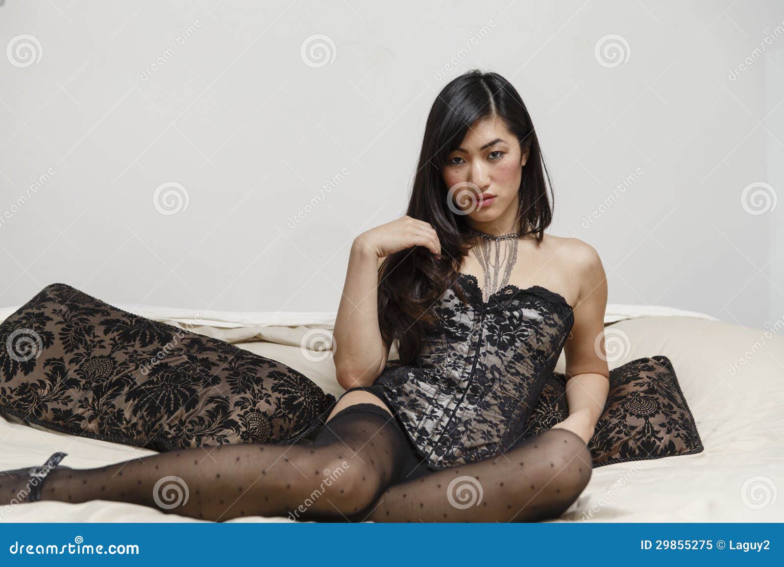 1300px x 957px - Beautiful Asian Women on a Bed Stock Image - Image of fashion, female:  29855275